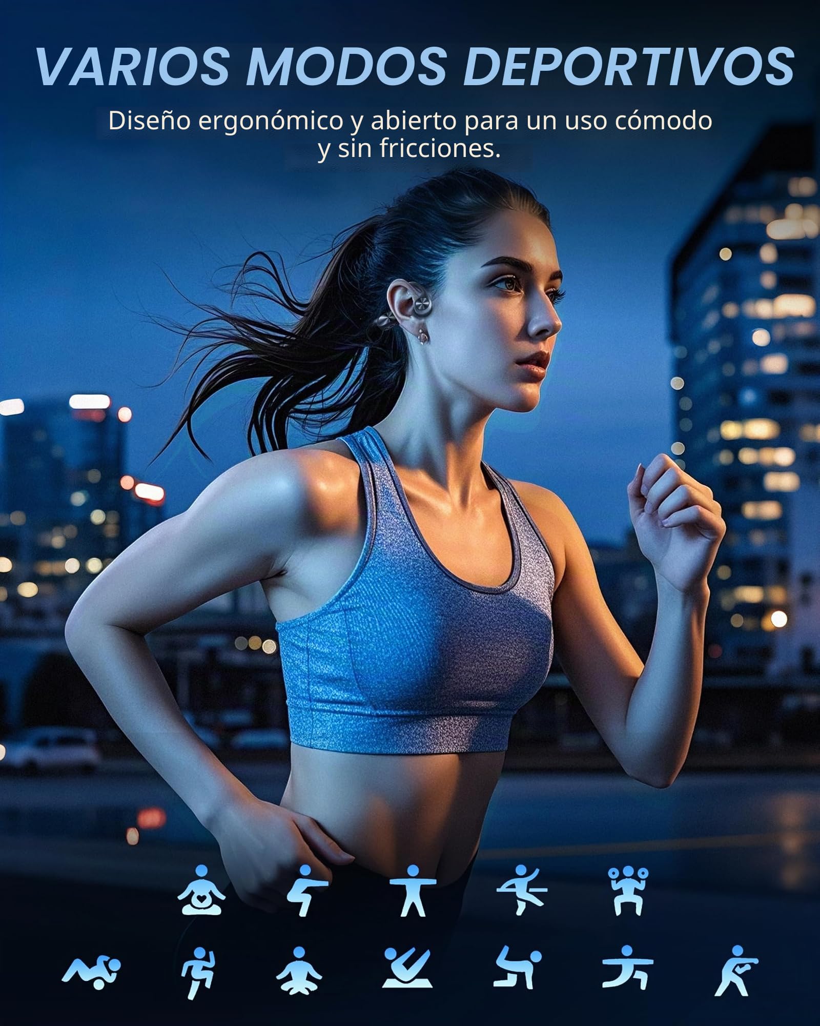 WalkerFit Auriculares Conducción Ósea Bluetooth 5.4, Auriculares Natación IPX8 Impermeables con MP3 Acuáticos 32GB, Cascos Open Ear Inalámbricos Deportivos para Natación, Correr, Ciclismo (Negro)