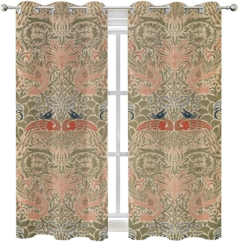 William Morris - Cortinas de oscurecimiento de habitación Ispahan para dormitorio, 42 x 63 pulgadas