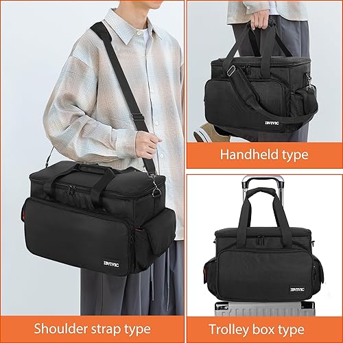 Miniatura 8 de Bolsa para archivos de cable de DJ con divisores ajustables, bolsa de DJ para cables, cables, equipo de DJ, instrumentos de sonido y accesorios,