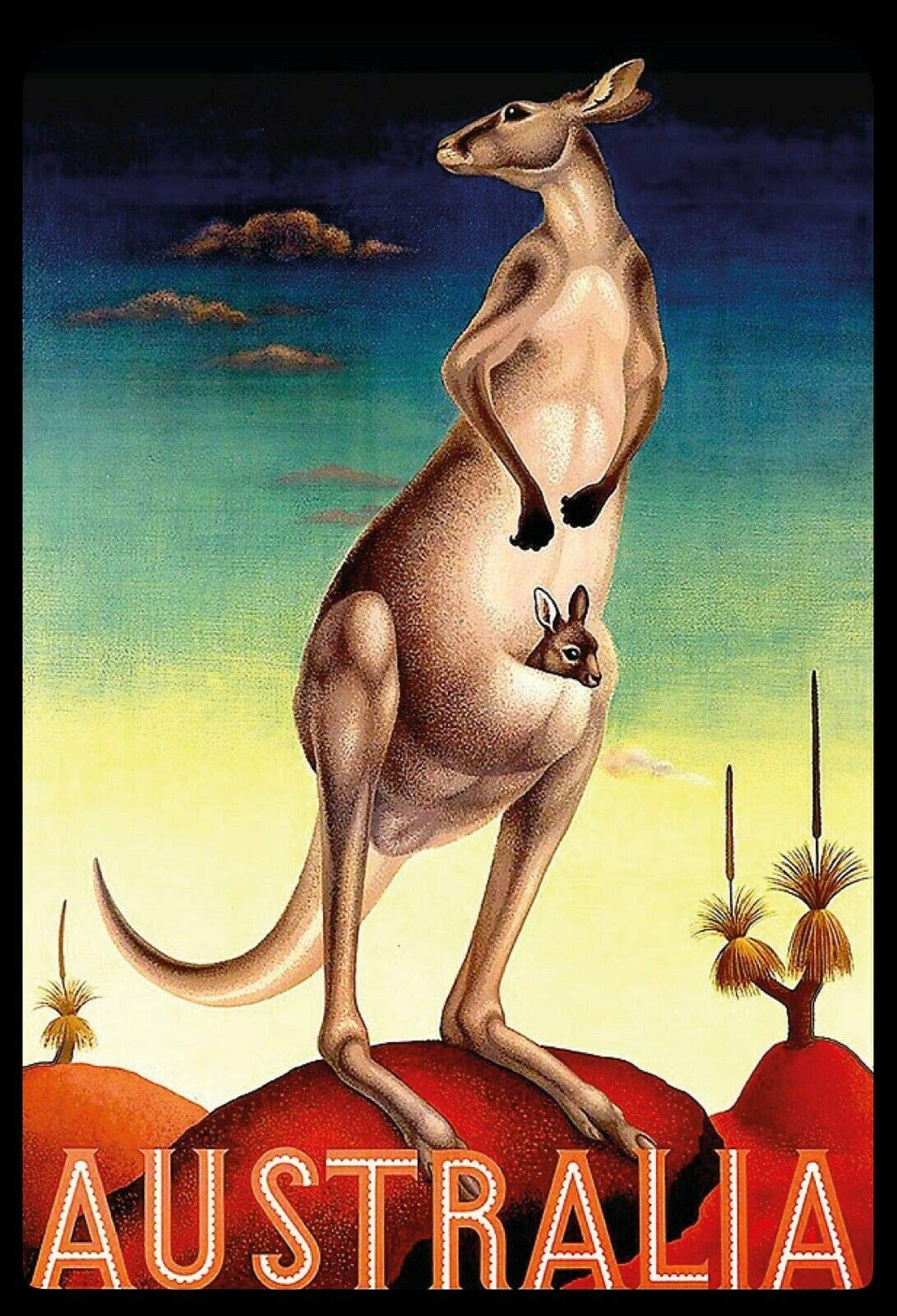 Kueprae A847 Metal Sign Australia Kangaroo Metal Plate Decorative Tin Sign 12X8 Inches