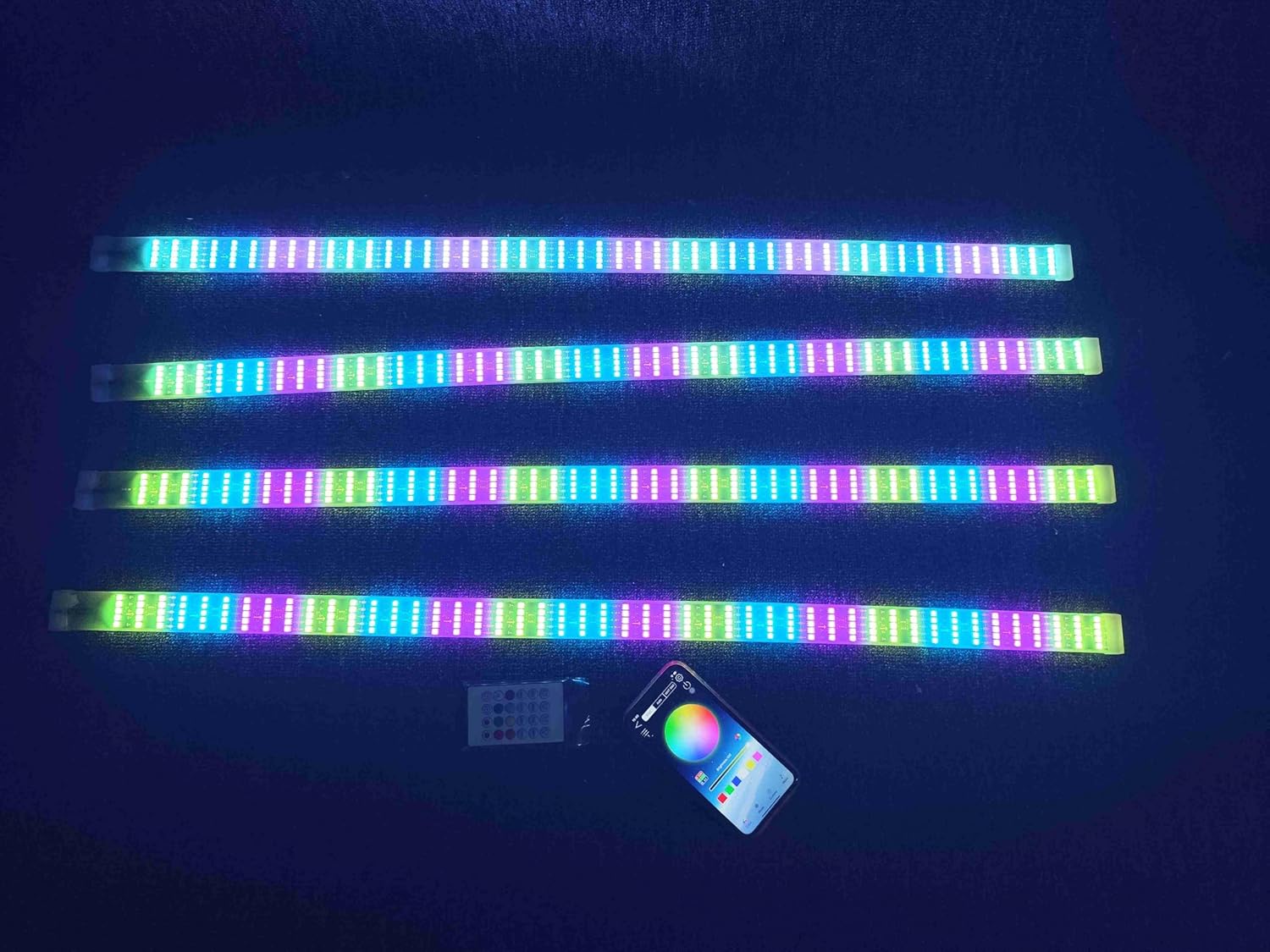 Lighting - 4PCS 1FT 12" 30CM RGB Dream Color Chasing Dynamic Light Strips for Making Golf Cart Wheel Lights Ryker Spyder Polaris Slingshot Motorcycle Car Truck Bluetooth Remote Control