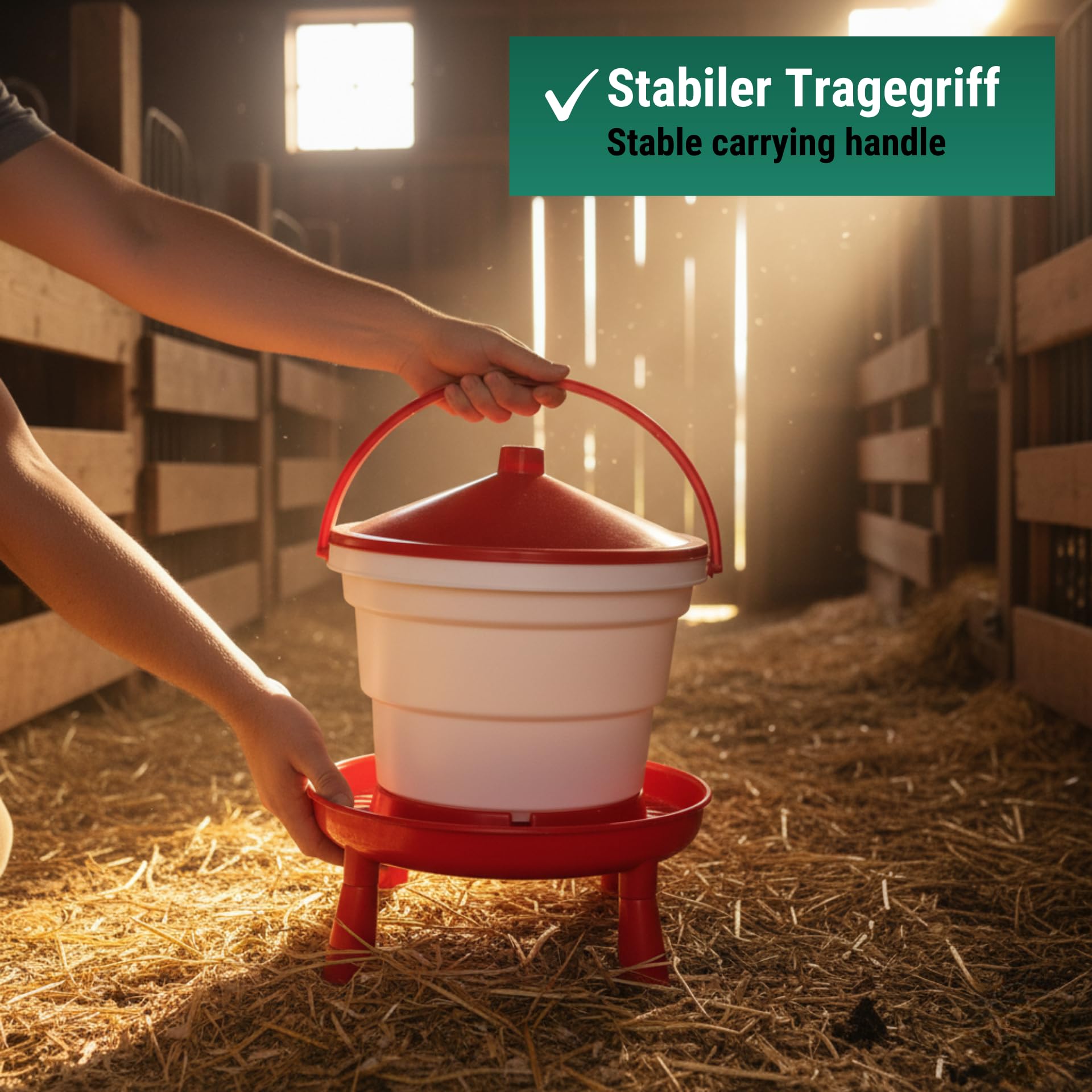Agrarzone Abbeveratoio Automatico 15L per pollame - Robusto secchio con piedini, maniglia e grande capacità - Ideale per galline, Polli, Anatre e altri volatili