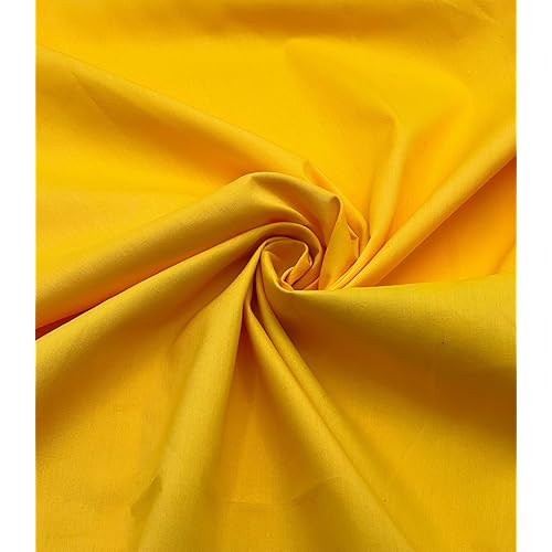 EOVEA - Cotton Polyester Fabric by The Yard – 60" Wide Broadcloth Fabric, Soft, Lightweight & Breathable Material for Lining, Curtains, Bedding, Skirts, Sewing Projects (Yellow,1 Yard)