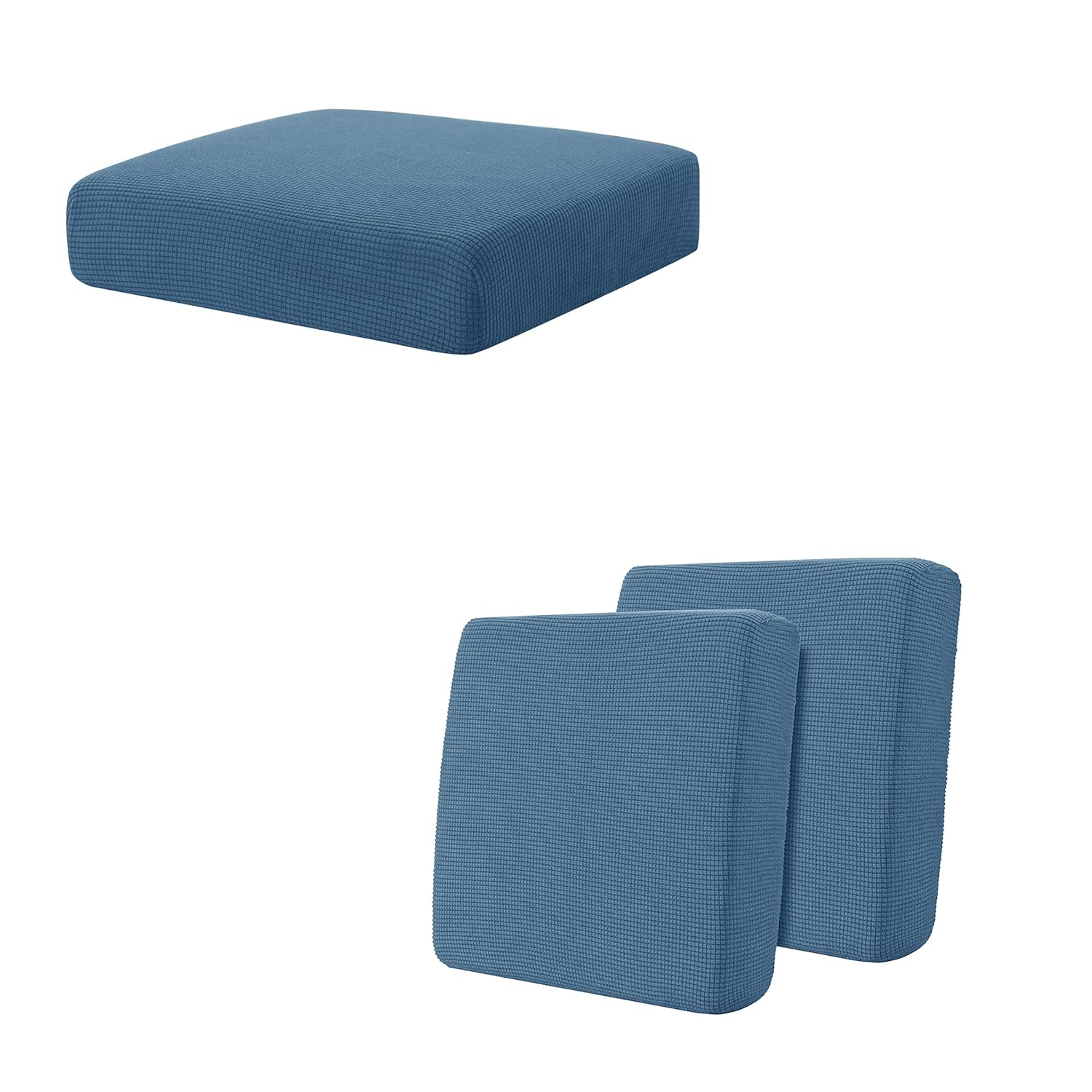 Bundle of Hokway Couch Cushion Covers Stretch Cushion Covers Sofa Seat Cushion Slipcover Cushion Protector(DenimBlue, 1pc+2pc)