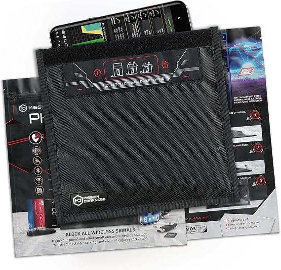 Mission Darkness Non-Window Faraday Bag for Phones // Signal Blocking Faraday Cage Prevents Hacking Tracking Spying, Device Shielding for Law Enforcement Military Digital Forensics, EMP CME Protection