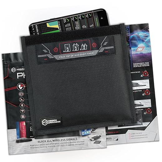 Mission Darkness Non-Window Faraday Bag for Phones // Signal Blocking Faraday Cage Prevents Hacking Tracking Spying, Device Shielding for Law Enforcement Military Digital Forensics, EMP CME Protection