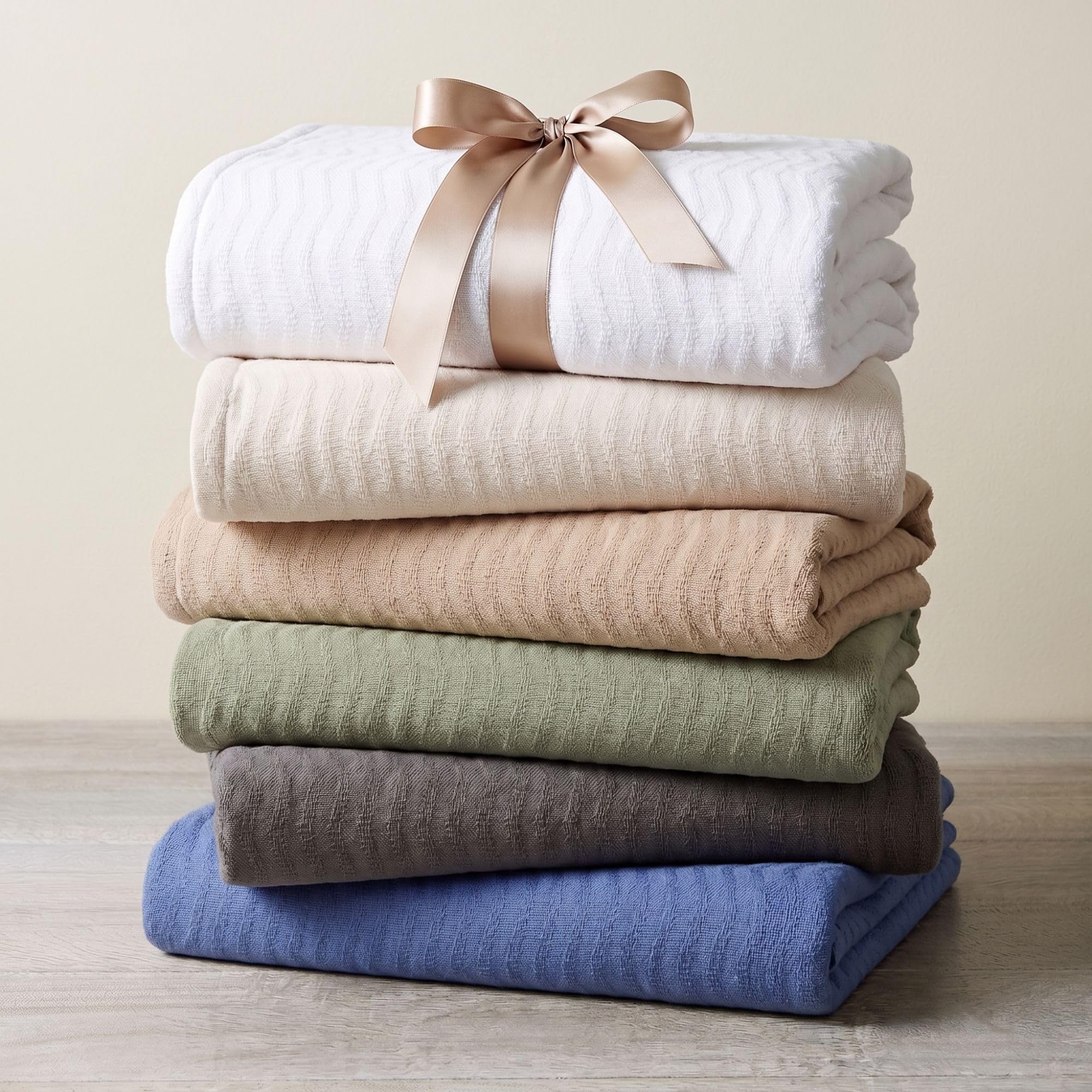 Superior JENA Coperta in cotone, per picnic, spiaggia, viaggi o campeggio, decorazione per camera da letto, essenziale, copertura per letto, divano, relax, jacquard testurizzato, coperta moderna in