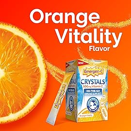 Emergen-C Crystals, On-the-Go Emergen-C Immune Support Supplement with Vitamin C, B Vitamins, Zinc and Manganese, Orange Vitality - 56 Stick Packs