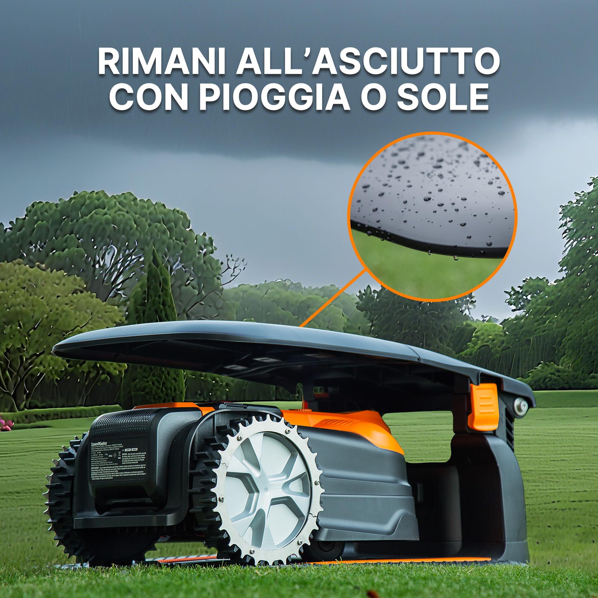 LawnMaster Robot tosaerba Garage 952641 - tetto resistente alle intemperie senza perdita di segnale, protezione affidabile contro sole e pioggia, adatto per la serie LawnMaster VBRM18