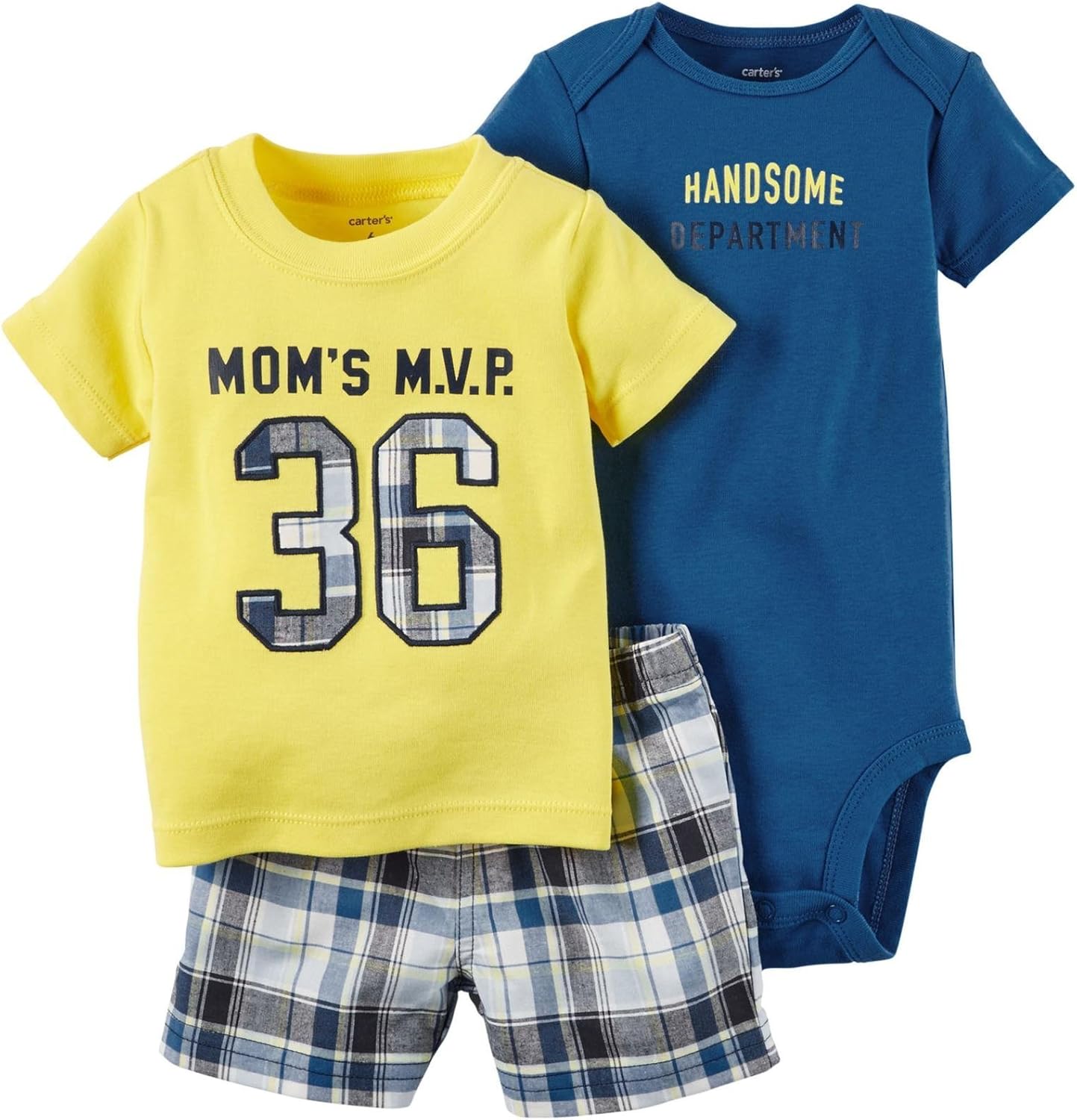 Carter's_1 Boy Diaper Cover Set Yellow Moms Mvp and Plaid