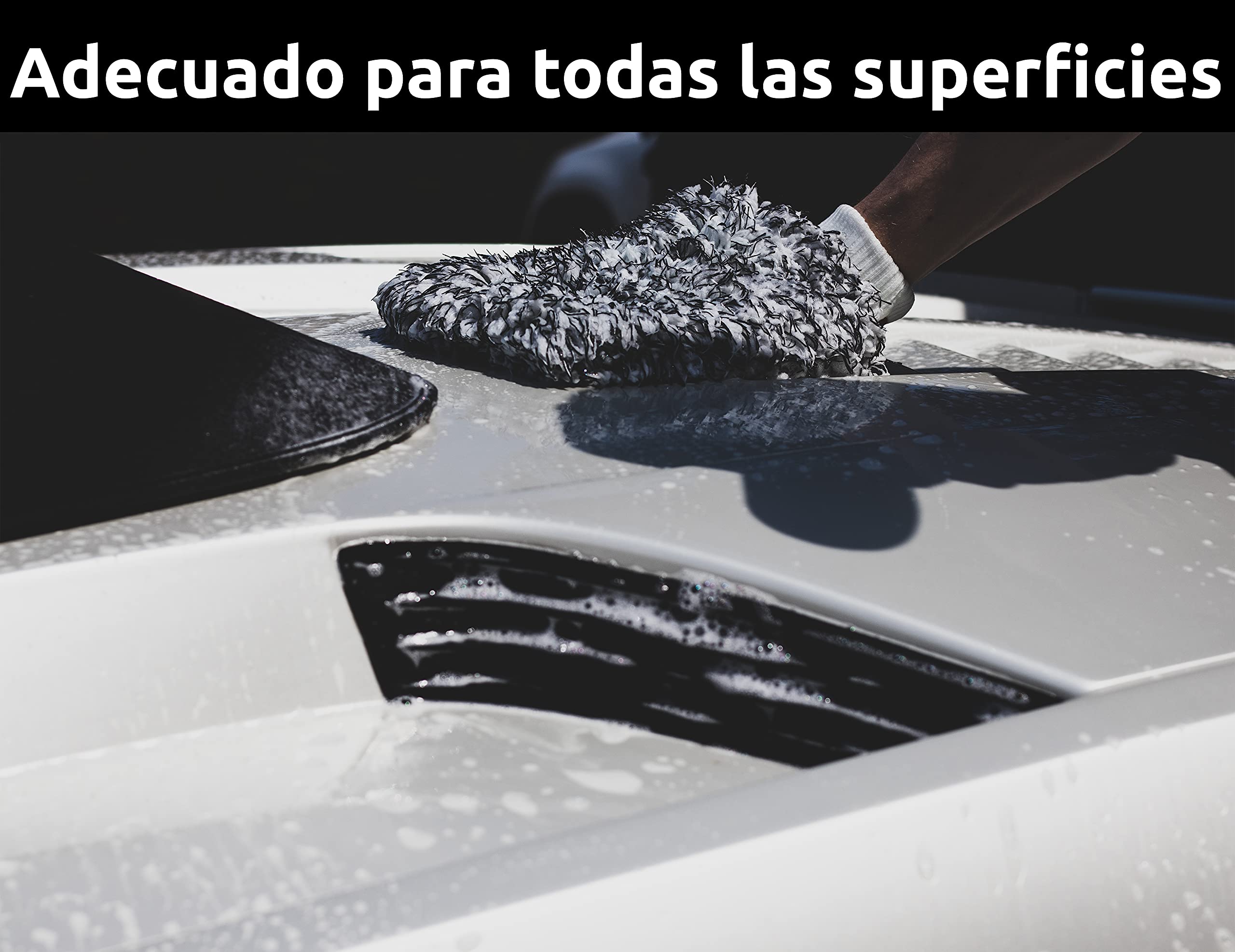 Guante de Lavado Premium - Especialmente Suave con la Pintura Gracias a la Microfibra Extra Suave - Sin residuos - Extra Absorbente - para Coche, Llantas y Moto - Esponja para Coche