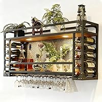 Vista 1 de 31.4in Wall Mounted Wine Racks, Hanging Wine Rack, Large Capacity Wine Holder, Can Hanging Or Wall Mounted, Simple Type with Light Wine Rack for