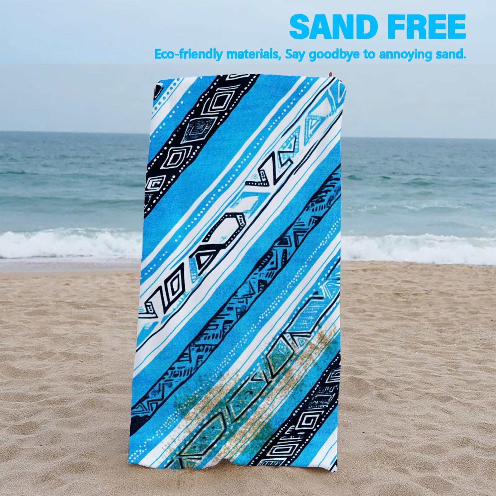 Ręcznik plażowy Geometryczny ręcznik plażowy z mikrofibry 100 x 220 cm ręcznik na siłownię Turcja Kompaktowa mata plażowa, odporna na piasek, szybkoschnąca, ultra chłonna, ręczniki na siłownię do