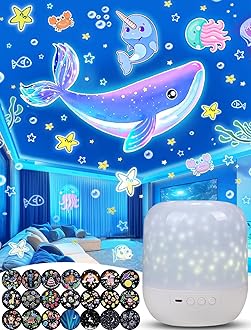 21 Sets of Films + Kids Night Light Projector, Projector Night Light for Kids Bedroom, Ceiling, Star Galaxy Projector with 360° Rotation, Dimmable for Baby Toddler Girl, Christmas, Nursery, Room Decor