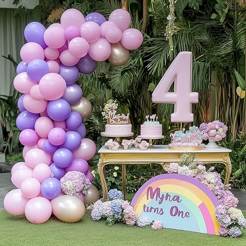Miniatura 5 de Rubfac Globos rosa pastel, 129 unidades, diferentes tamaños, 18, 12, 10 y 5 pulgadas para arco de guirnalda, decoración de cumpleaños, baby shower