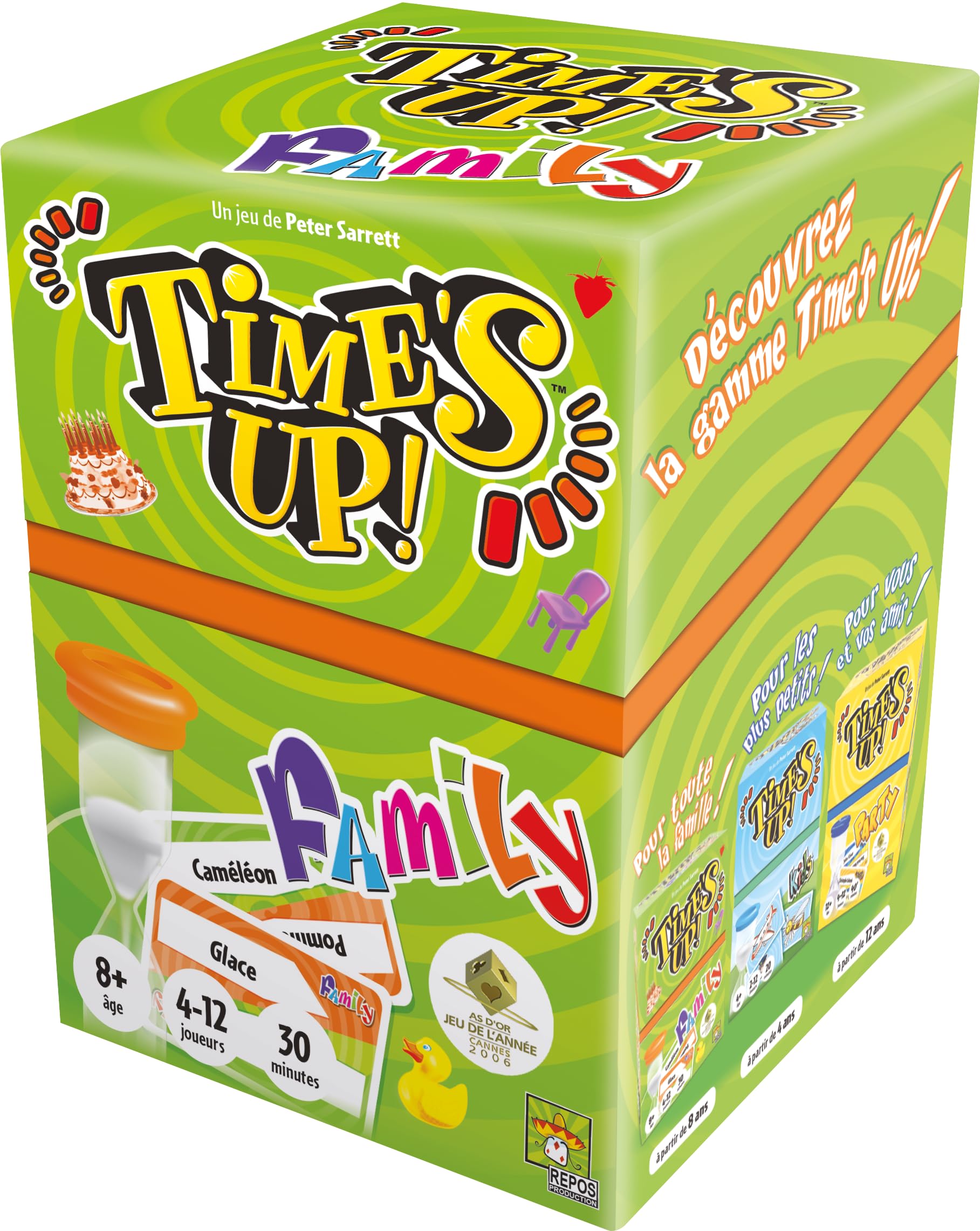 Asmodee Time's UP! Family Version Verte Jeu d'Ambiance en Equipe dès 8 Ans - Jeu de Société Enfants Rapidité Cartes à Deviner 4-12 Joueurs 30 Min Français
