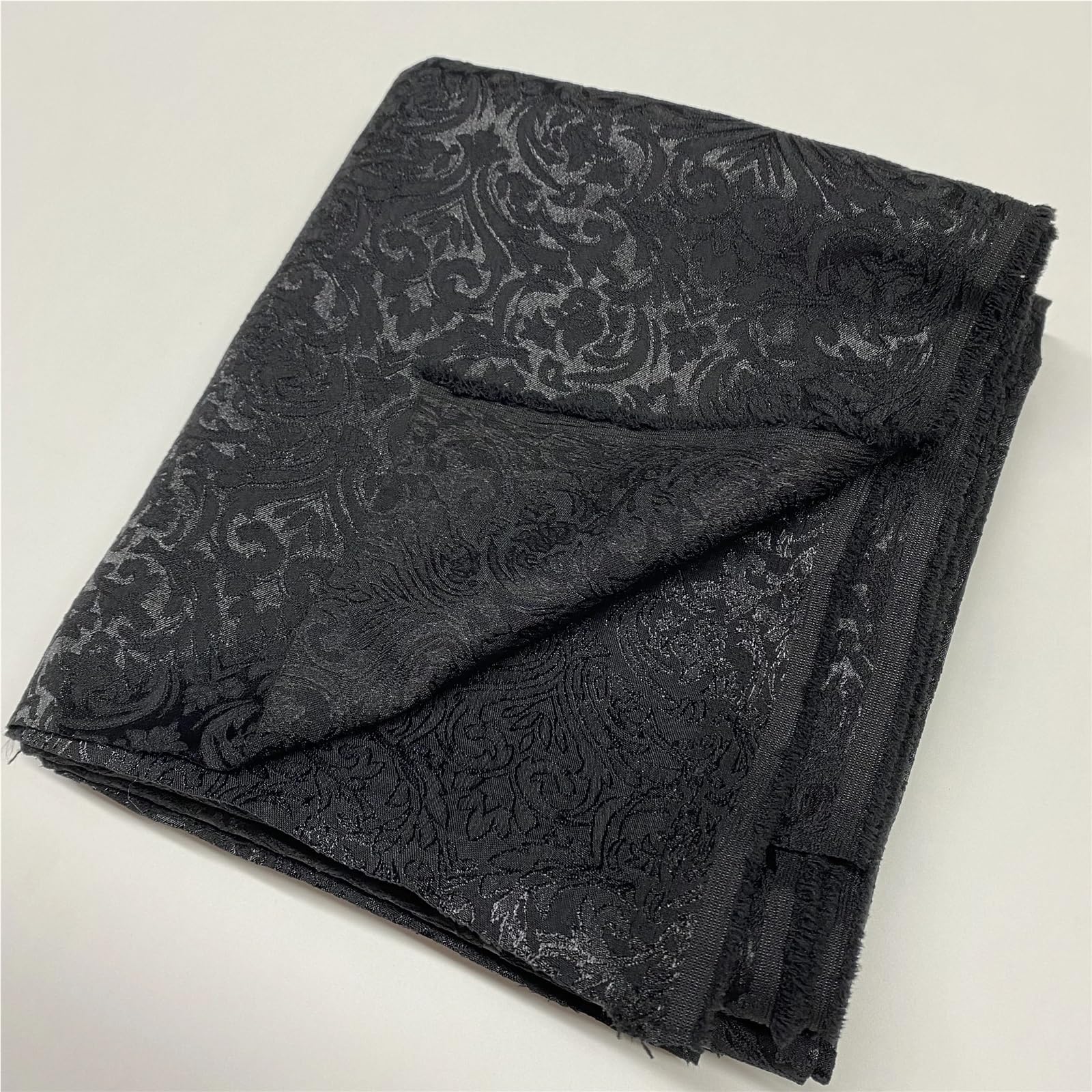 Tkanina brokatowa, żakardowa, poliestrowa | Czarny 150 cm x (1-10) jardów: draperia i szycie(150cmx5yard)
