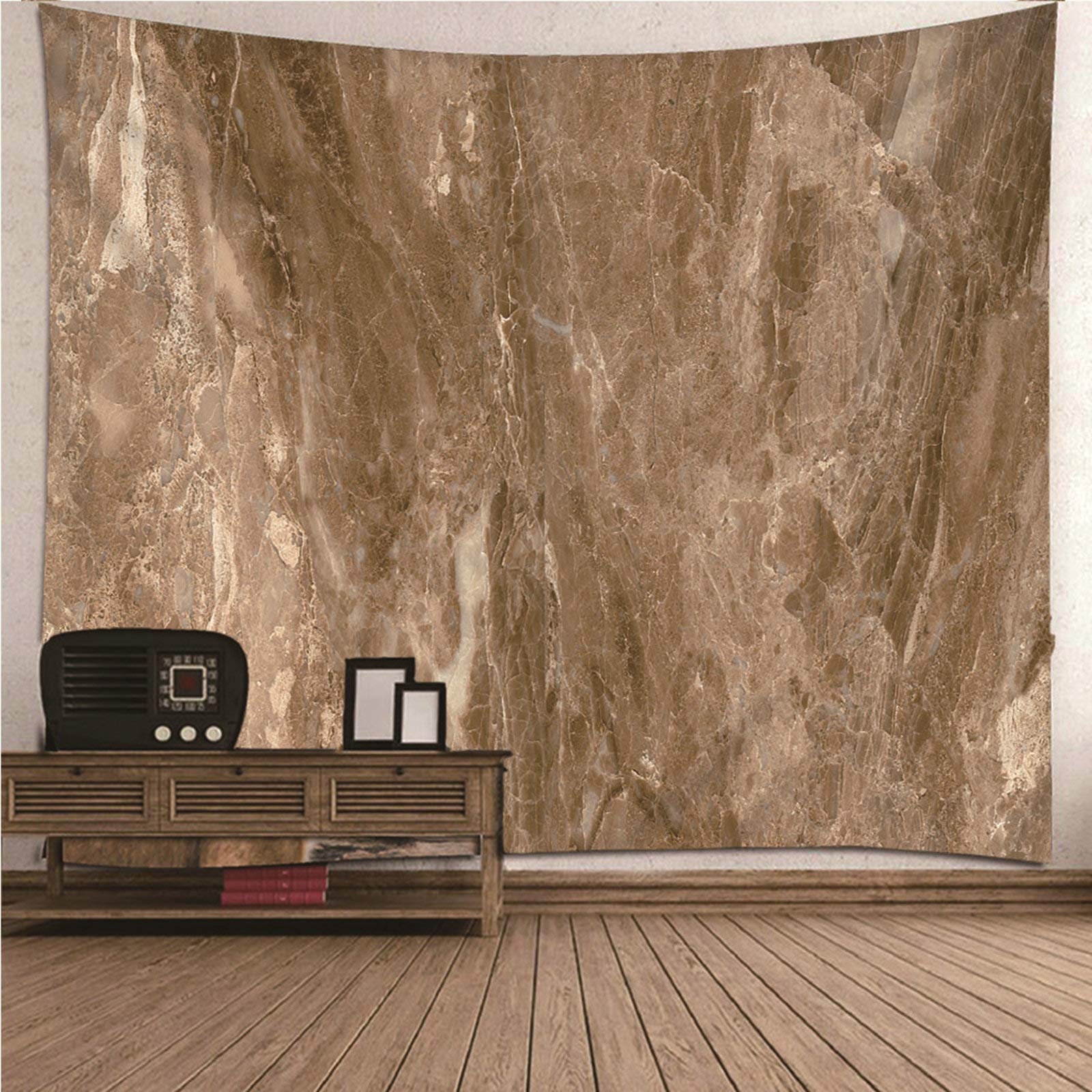 Tapiz de pared de poliéster KnSam, decoración textil de mármol marrón claro lavable y duradera