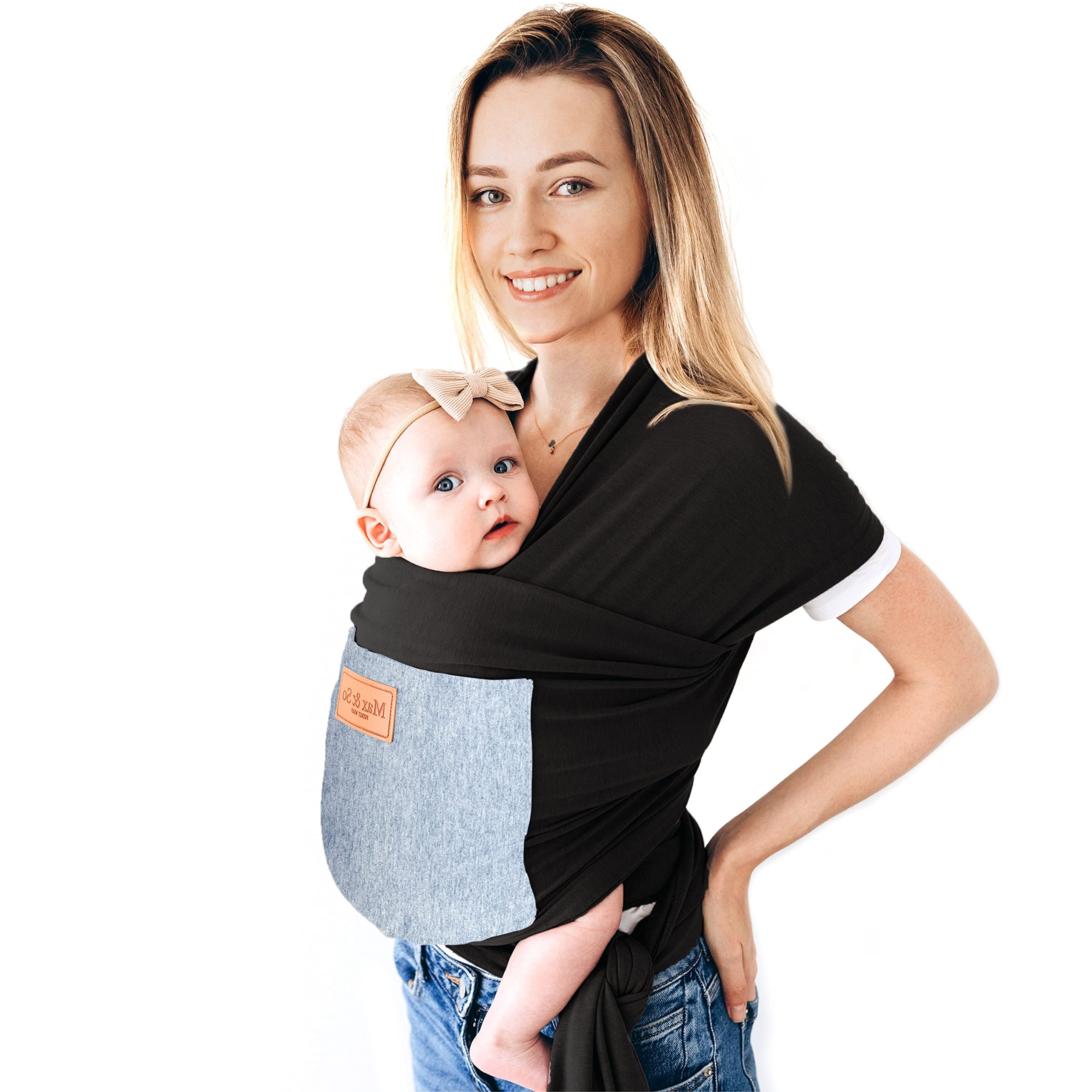 Baby Wrap Baby Carrier Newborn to Toddler Premium Cotton Baby Sling Baby Wraps Carrier Infant Carrier Newborn Carrier Baby Holder One Size Fits All Baby Wearing Wrap Front Pock