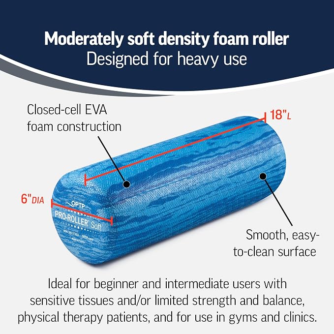 OPTP PRO-Roller Foam Roller Suave 18" x 6" Azul miniatura 3