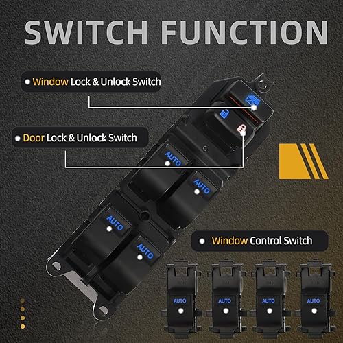 Miniatura 5 de Interruptor de ventana eléctrico maestro con luz LED azul, para Toyota Tundra 2007-2021, botón del panel de control del interruptor con