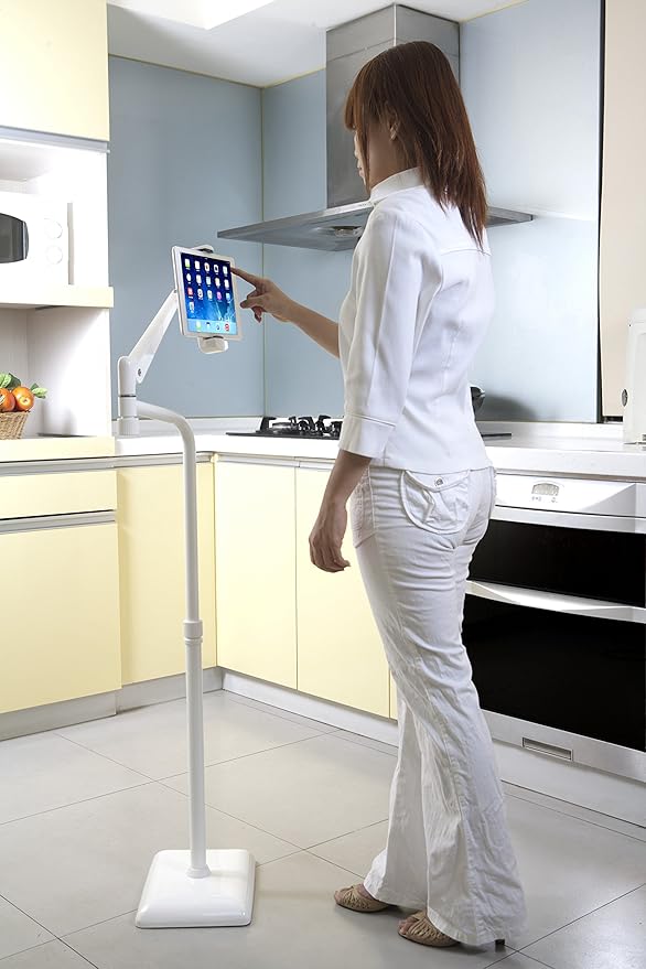 Soporte de piso para tablet IDEE con base pesada 360 grados blanco miniatura 7