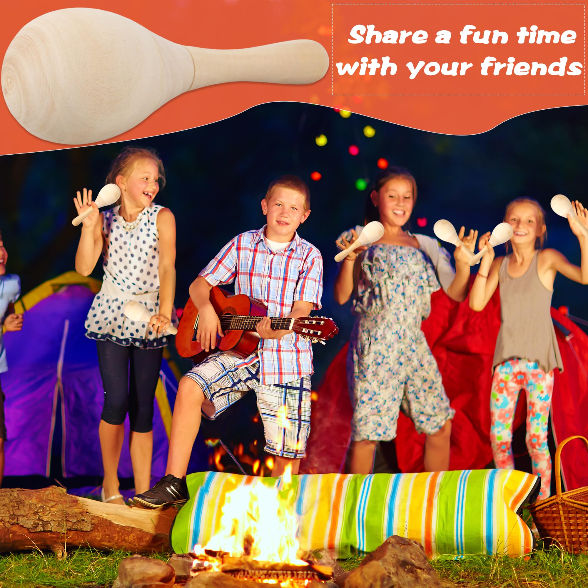 Holz-Maracas zum Selbermachen, unlackiert, Mini-Maracas für Malerei, Hochzeit, Luau, mexikanische Fiesta, Partygeschenke, 42 Stück