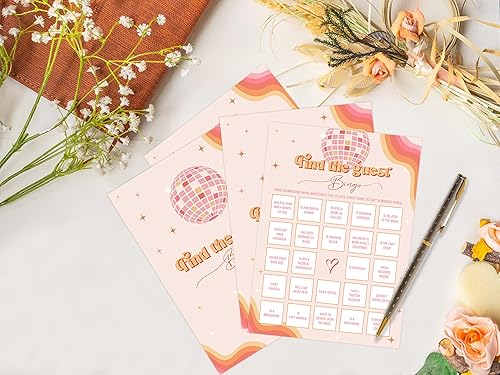 Miniatura 3 de Disco Ball Find The Guest Bingo Juego para 30 invitados con tarjetas de juego, el último juego de despedida de soltera de discoteca, decoraciones