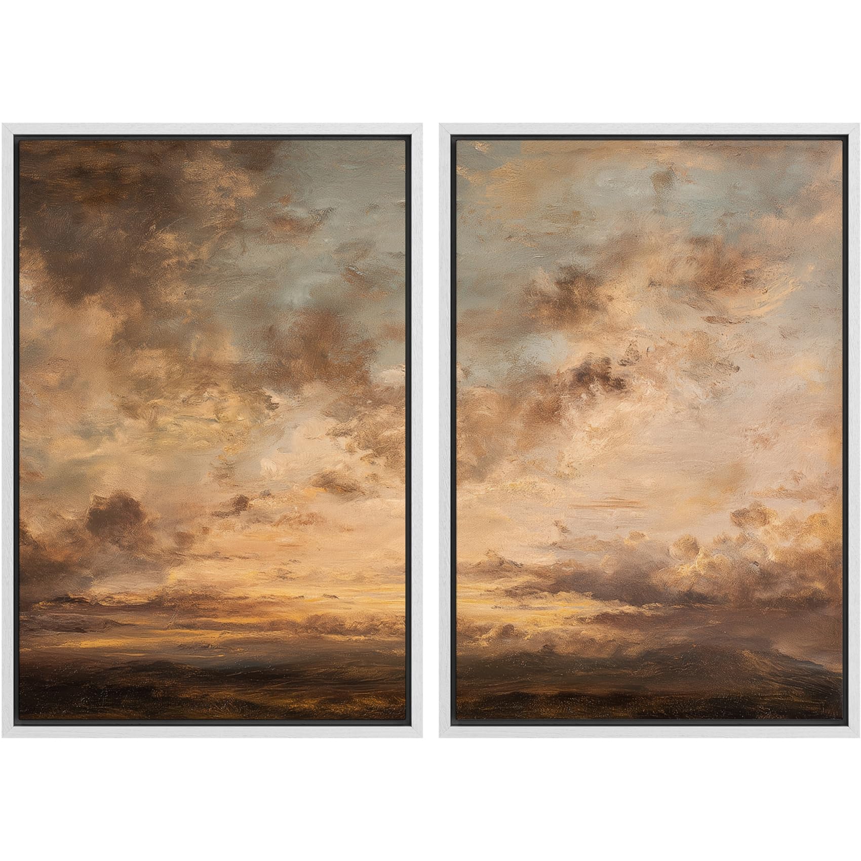 SIGNFORD Framed Canvas Print Wall Art Set Soft Hydrangea Pair Light Blue Florals with Green Leaves Illustration Modern Art Decorative Nordic Nature for Living Room, Bedroom, Office - 24"x36"x2 White — view 54