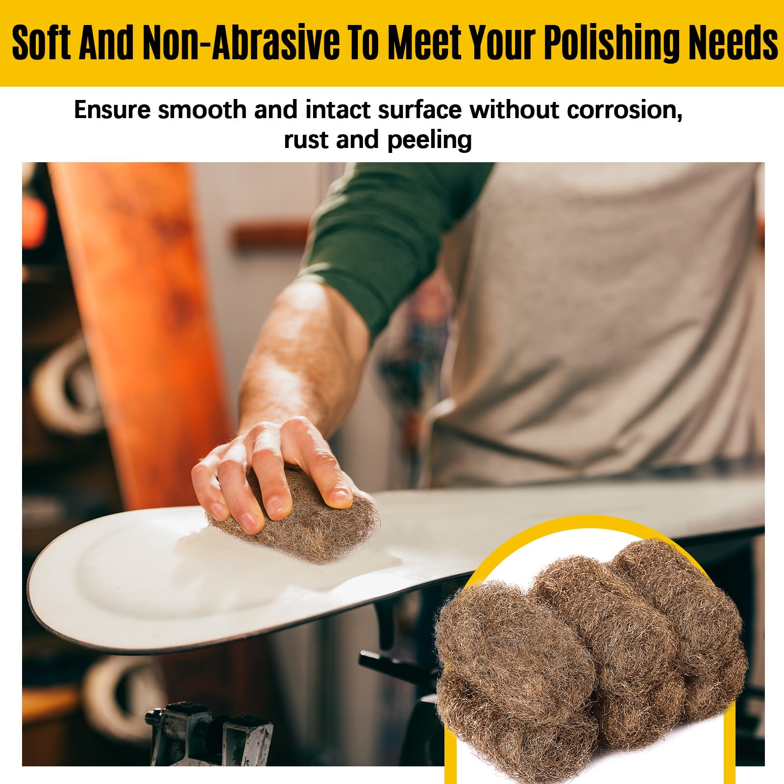 Bronze Brass Wool Pads - Fine Grit Abrasive -3