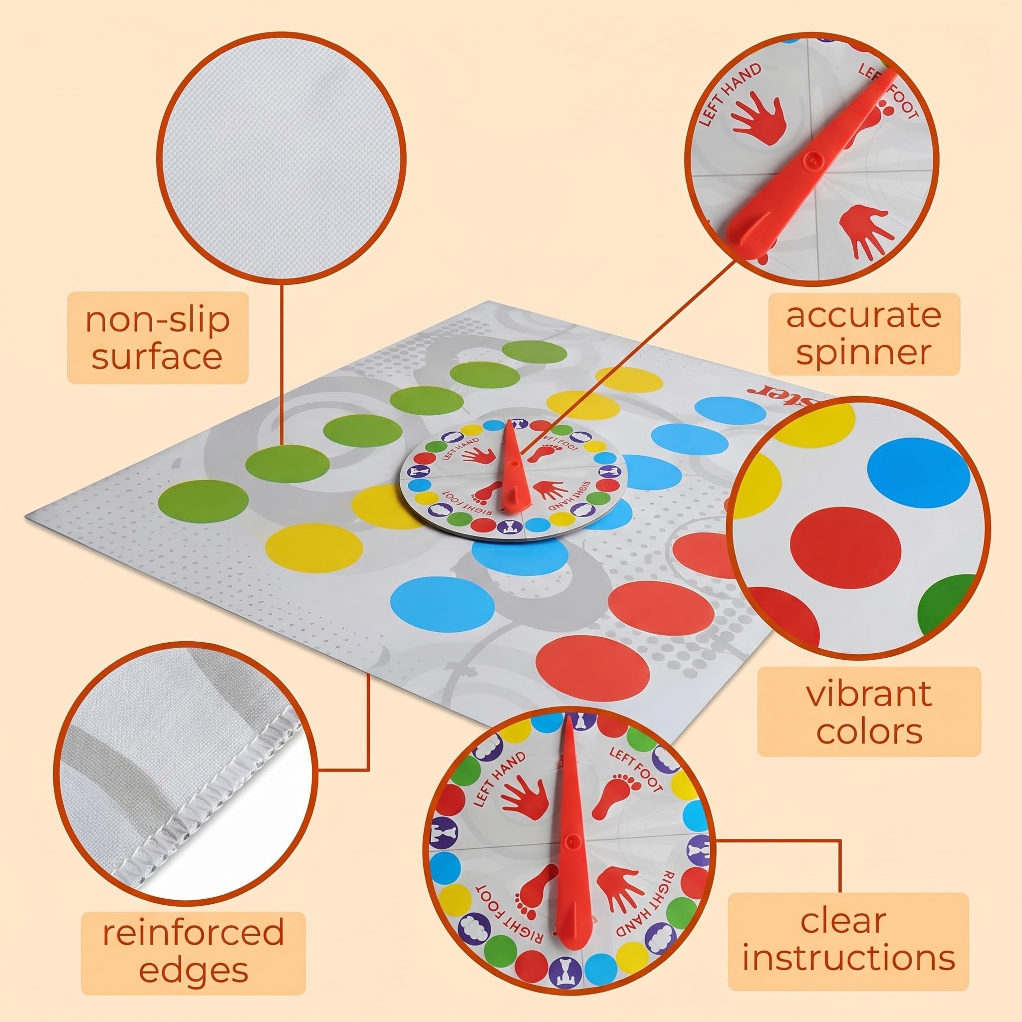 Juego Twister divertido, juego Twister para niños de 6 años en adelante, para 2 jugadores o más, diversión interactiva para toda la familia, juego de suelo Twister con tapete
