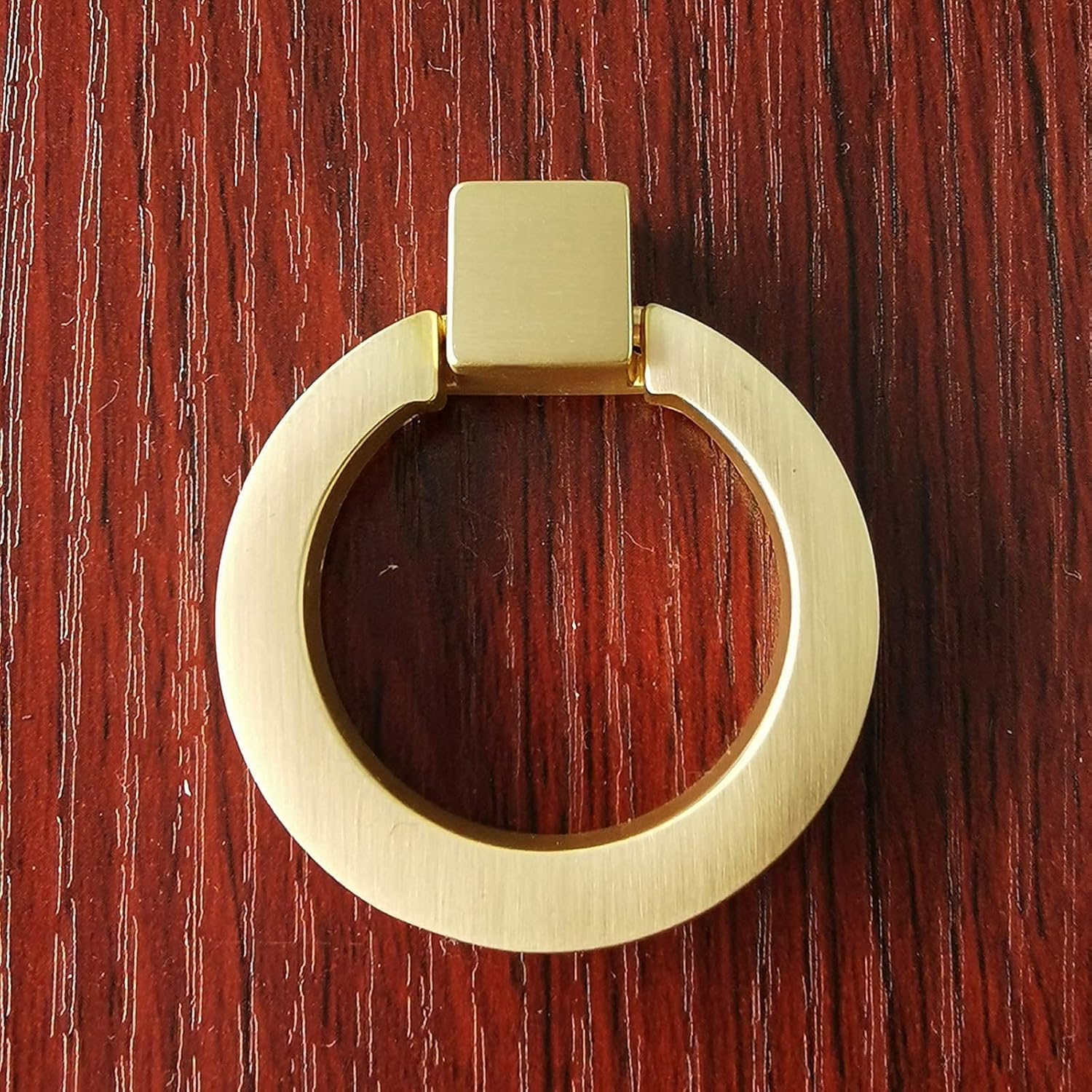 Myxekllo 6 Pcs Brushed Gold Cabinet Ring Pulls, Brass Furniture Drawer Pulls Hardware Cabinet Ring Kitchen Drawer Handles Rings