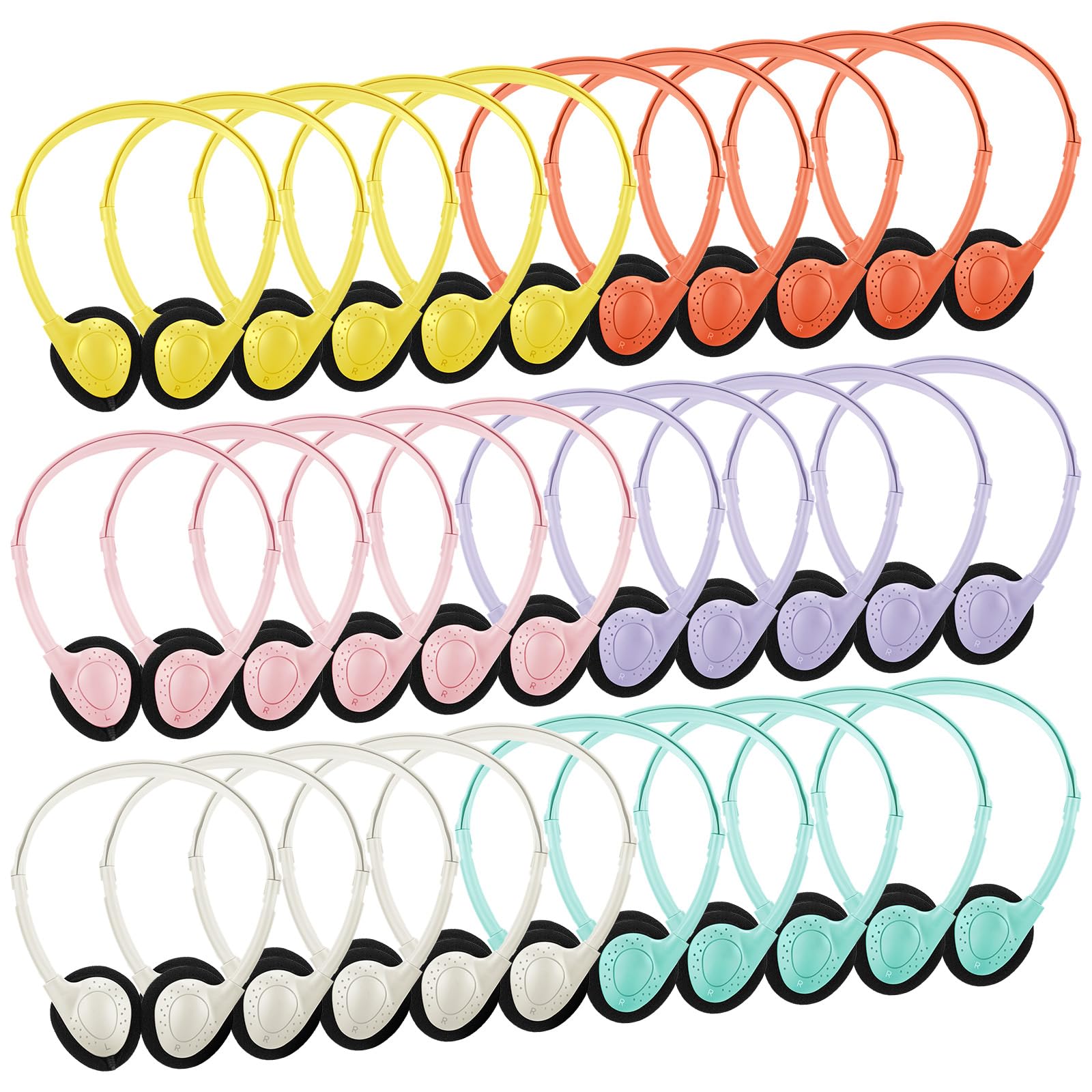 Konohan 30 Pack Headphones Bulk Classroom Headphones, Macaron, Classic