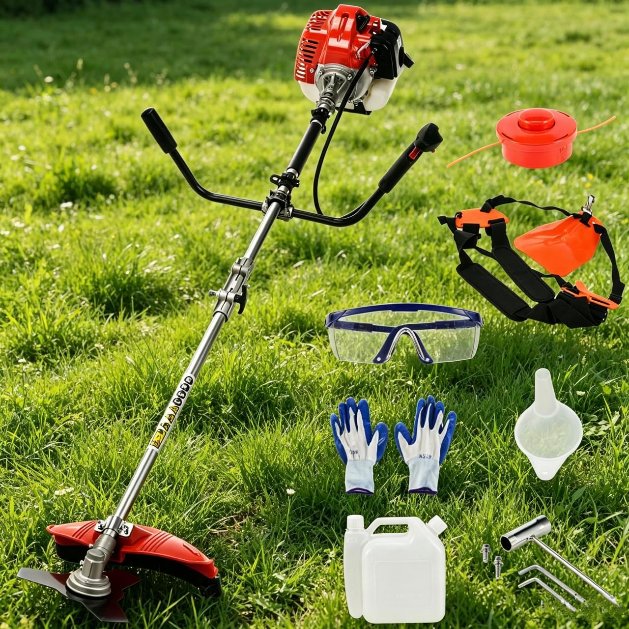 52CC 2-Stroke Gas Weed Eater/Brush Cutter, String Trimmer, Maximum Power/Speed - 2.3KW/8500rpm & Multi Functional Gas Weed Wacker for Yard & Garden