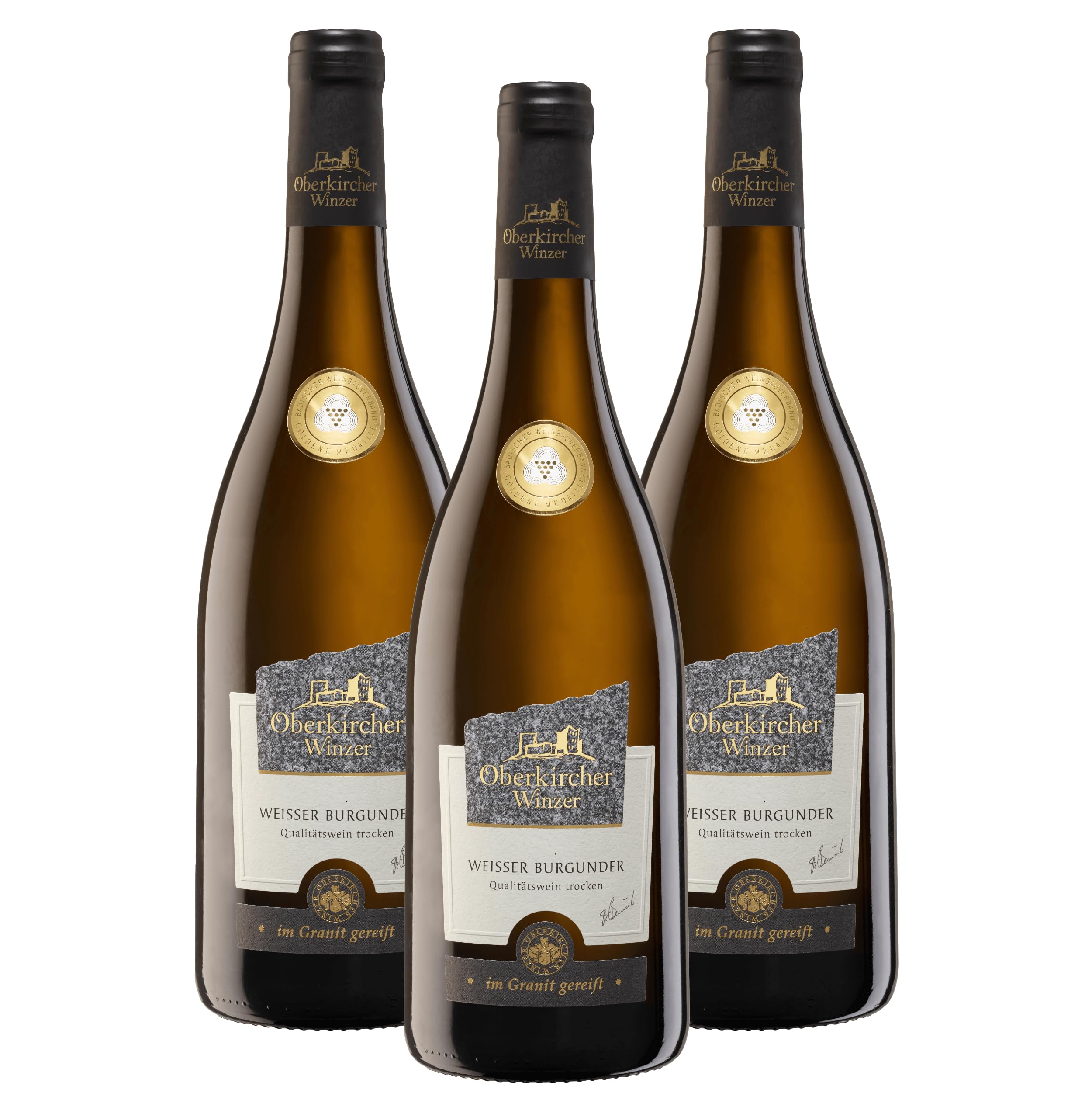 Oberkircher Winzer Weißer Burgunder Granitfass Qualitätswein trocken - COLLECTION OBERKIRCH Exklusiv - ein im Granit gereifter Weißwein - Badischer Wein, Anbaugebiet Ortenau (3 x 0,75l)