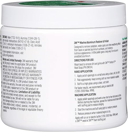 Miniatura 8 de 3M Restaurador y pulidor de aluminio marino, 09020, 18 oz, para detalles marinos, elimina la oxidación pesada y la tiza, 1 tubo