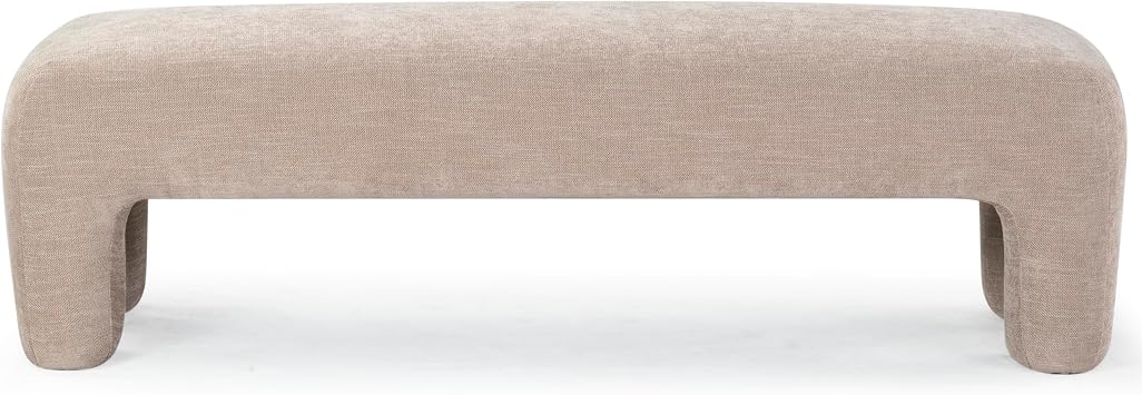 SAFAVIEH Couture Collection Tamlyn Modern Light Brown Performance Fabric Bench Fully Assembled