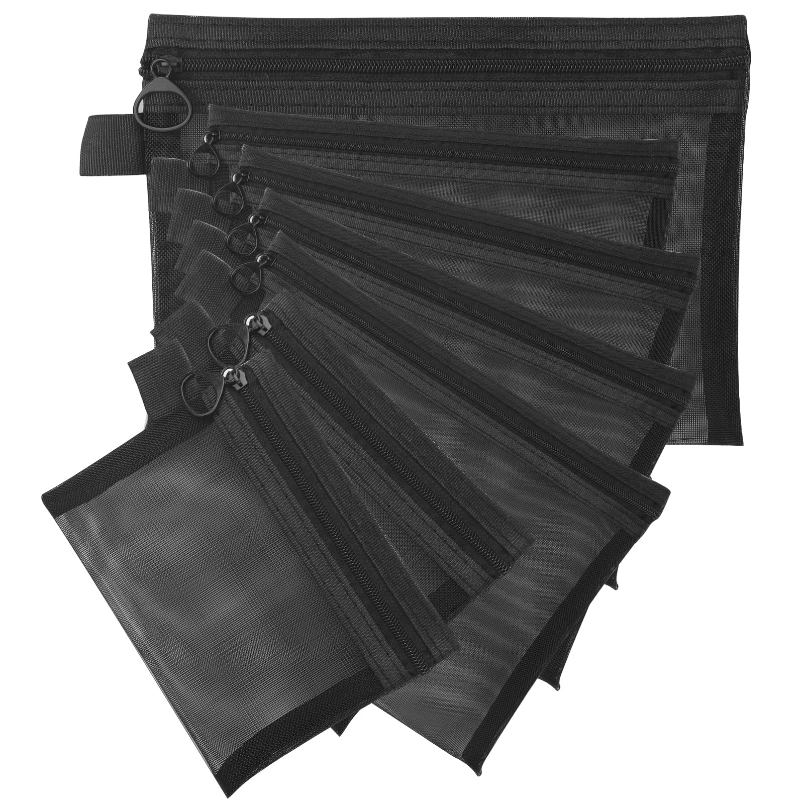 Pakiet 7 małych kosmetyczek, nylon, kosmetyczka z zamkiem, siateczka z zamkiem, przezroczysta torba, etui na ołówki, torby przechowywania do podróży, kosmetyków, artykułów biurowych