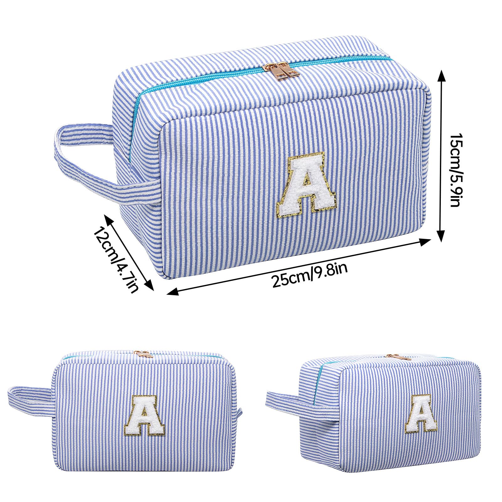 Long Keeper Travel Make Up Bag Letter Cosmetic Bag Large Toiletry Bag with Handle Portable Striped Makeup Bags Cosmetic Organizer Girls Pencil Case - Image 2