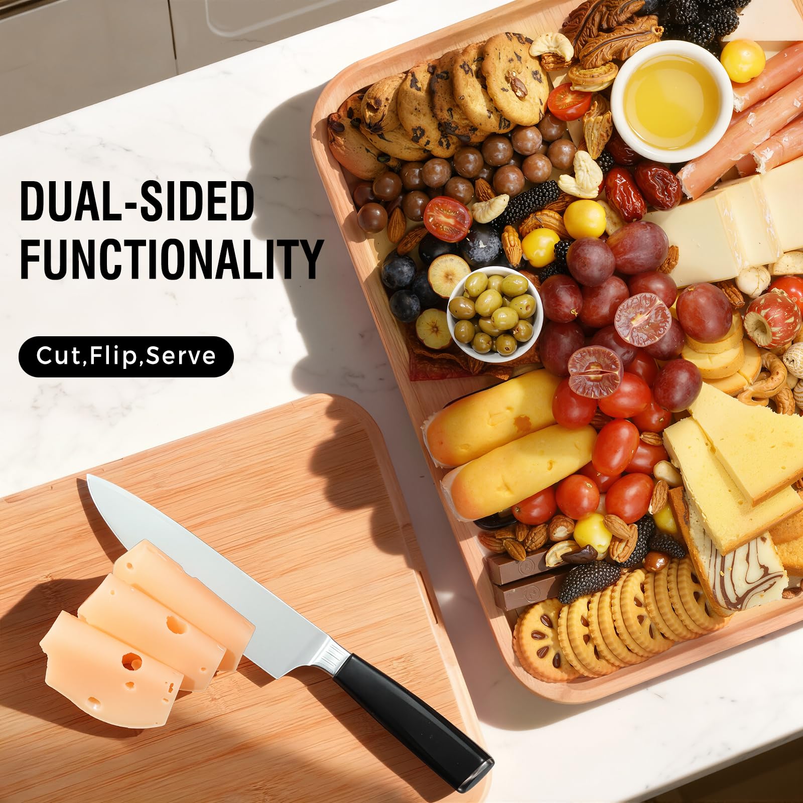 Renmxj Planche à charcuterie avec couvercle transparent, planche à fromage portable pour cuisine, cadeau de pendaison de crémaillère, cadeau de coupe du monde (noir, 1 compartiment)