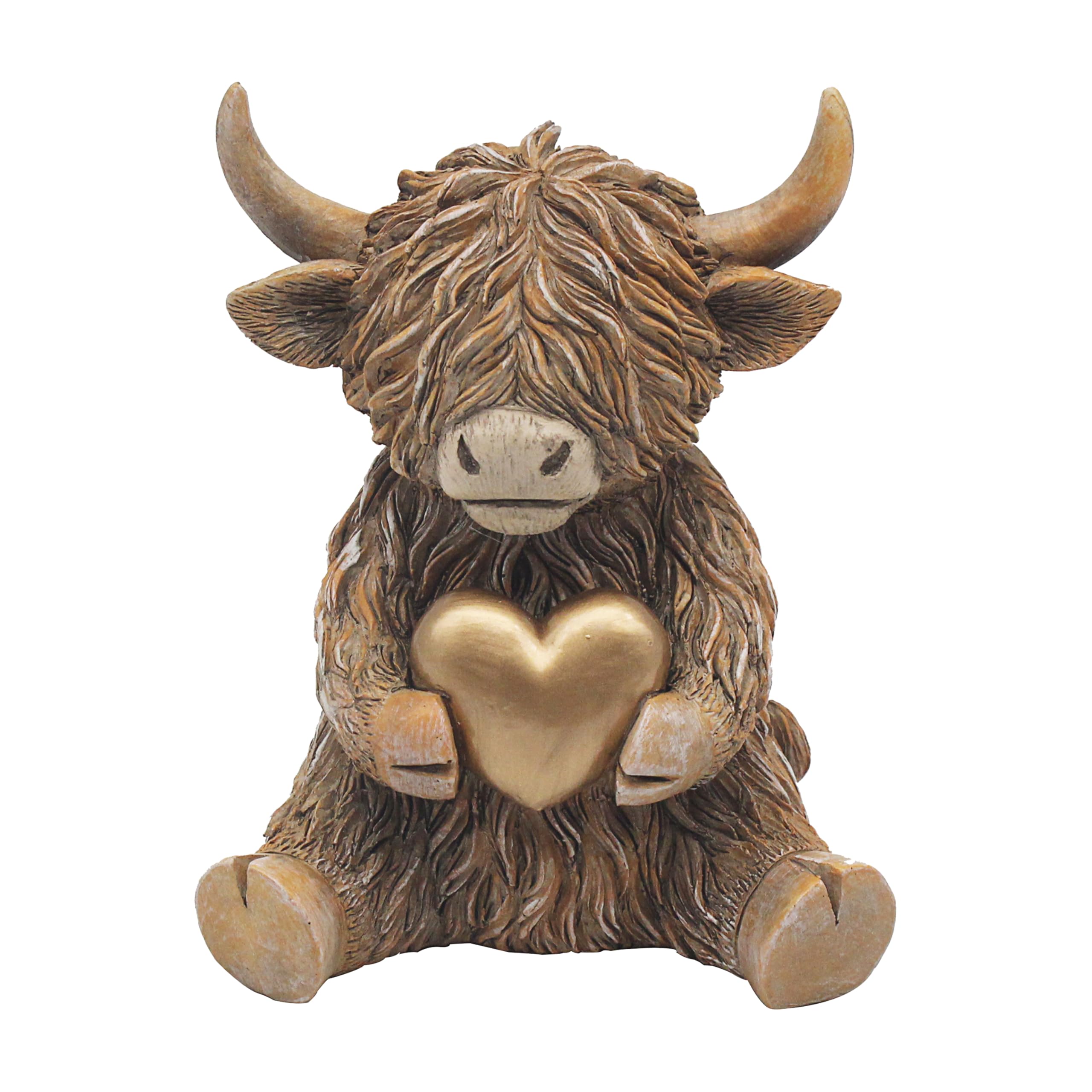 L & P Home & Gifts Women's Highland Cow Heart Of Gold The Leonardo Collection Polyresin For Gift