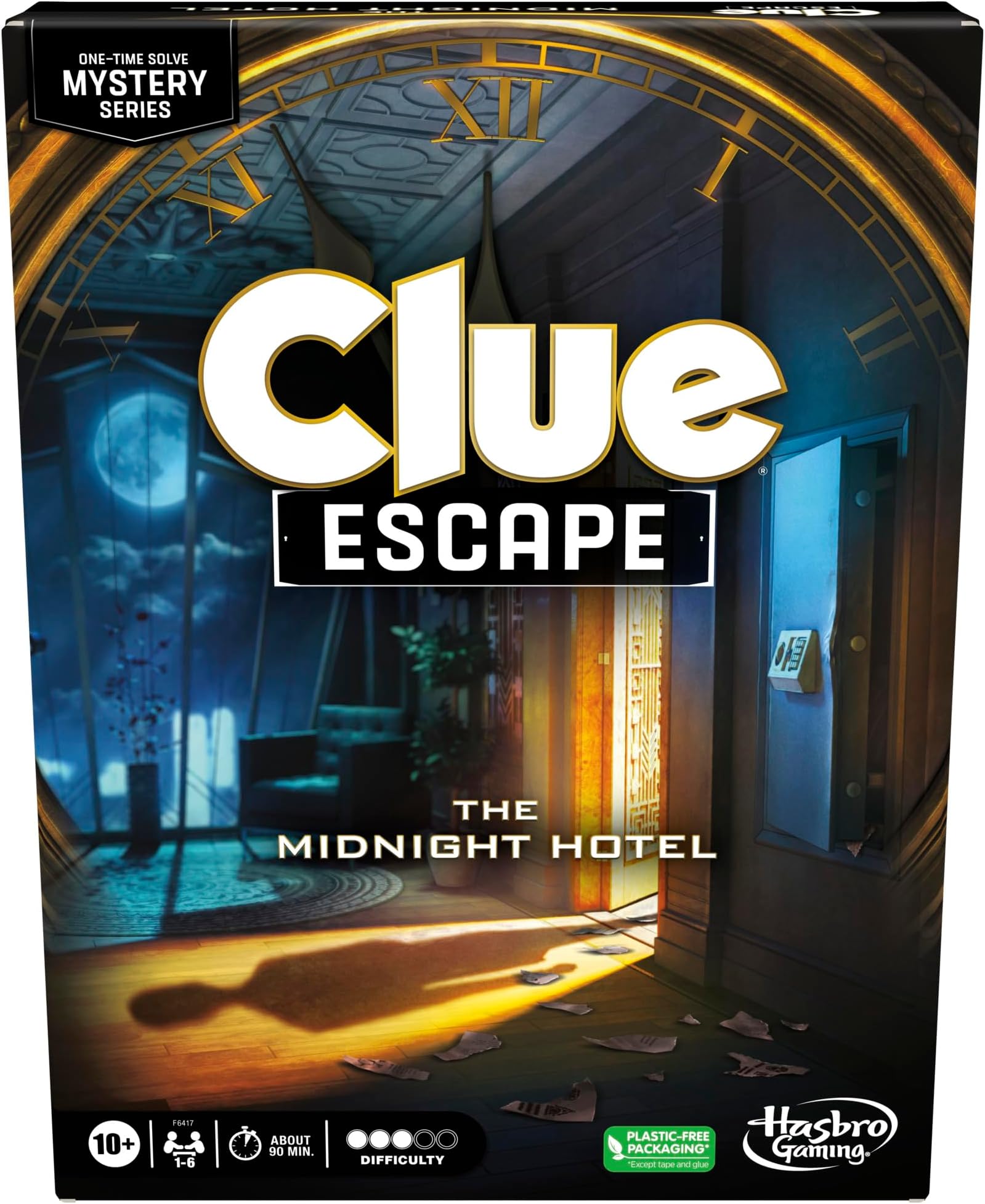 Hasbro Gaming Clue Escape: The Midnight Hotel Board Game, Clue Escape Room Game, 1-Time Solve Mystery Games, Family Games for Ages 10+, 1-6 Players, 90 Mins. Avg.