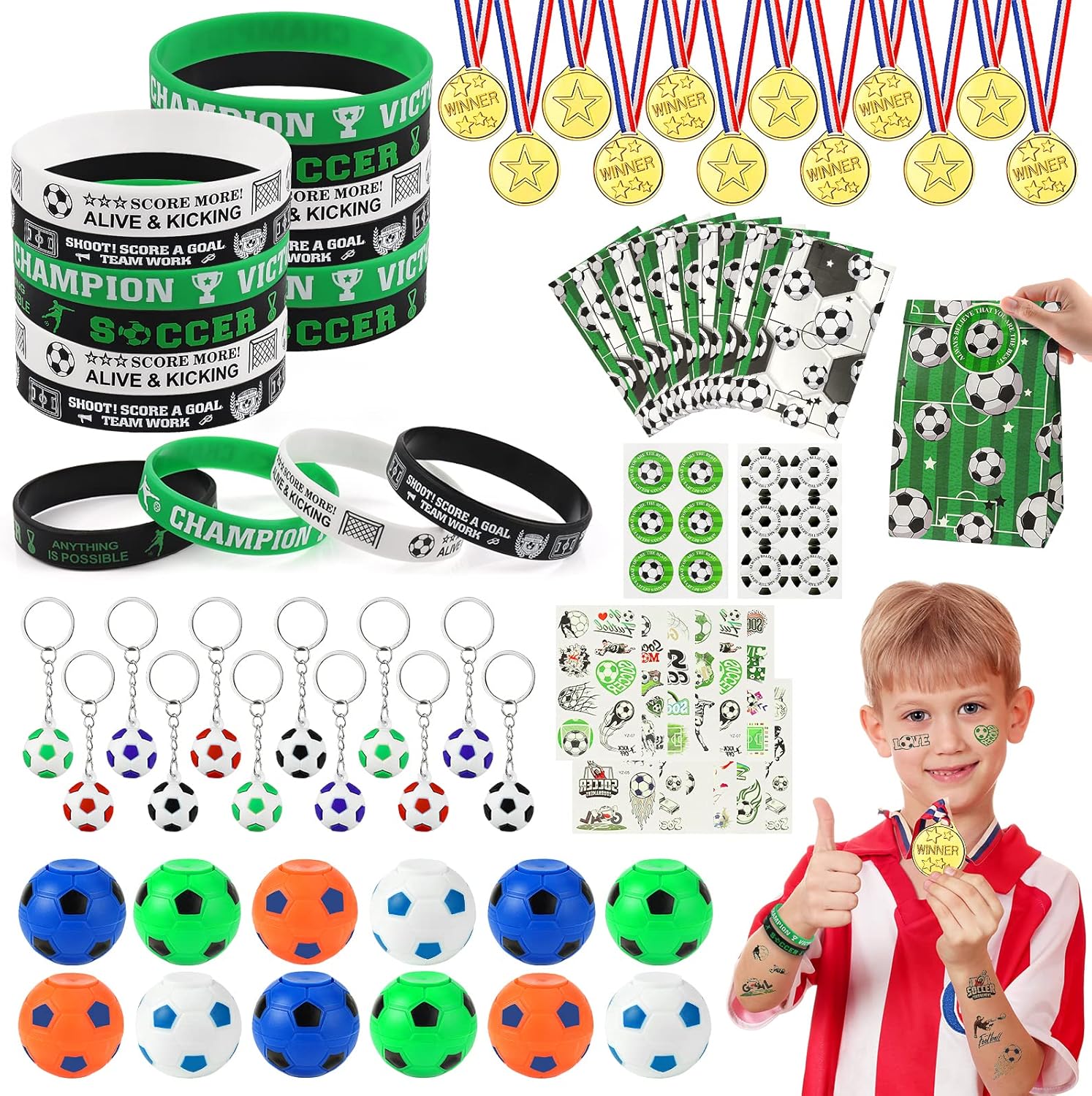 StarryTiger 72 Pezzi Gadget Calcio Compleanno Bambini, Gadget Calcio
