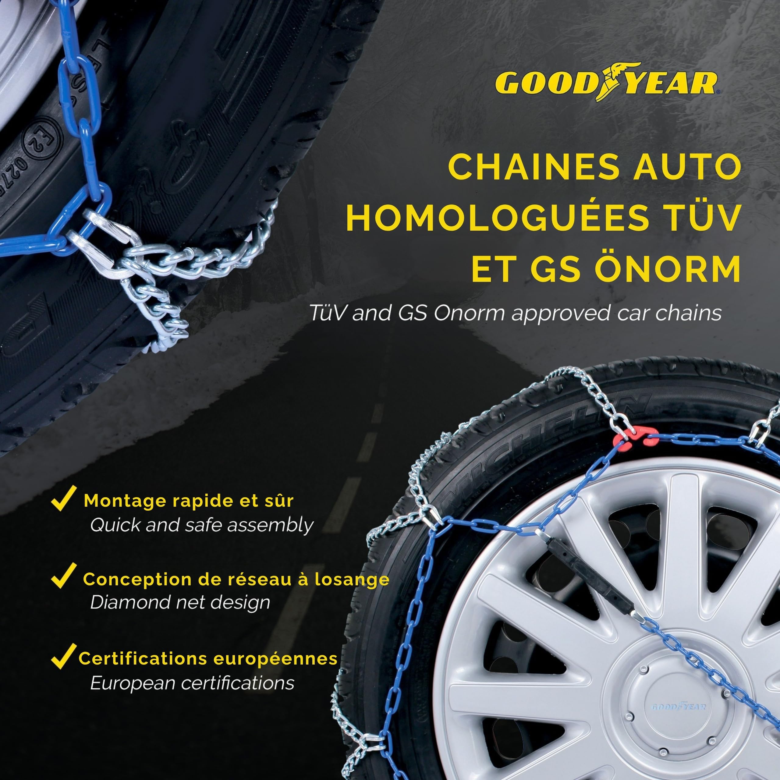 Goodyear 77957 "G7" Chaines a neige 7 mm pour voiture, Taille 120, Première qualité, Homologation TUV et ÖNORM