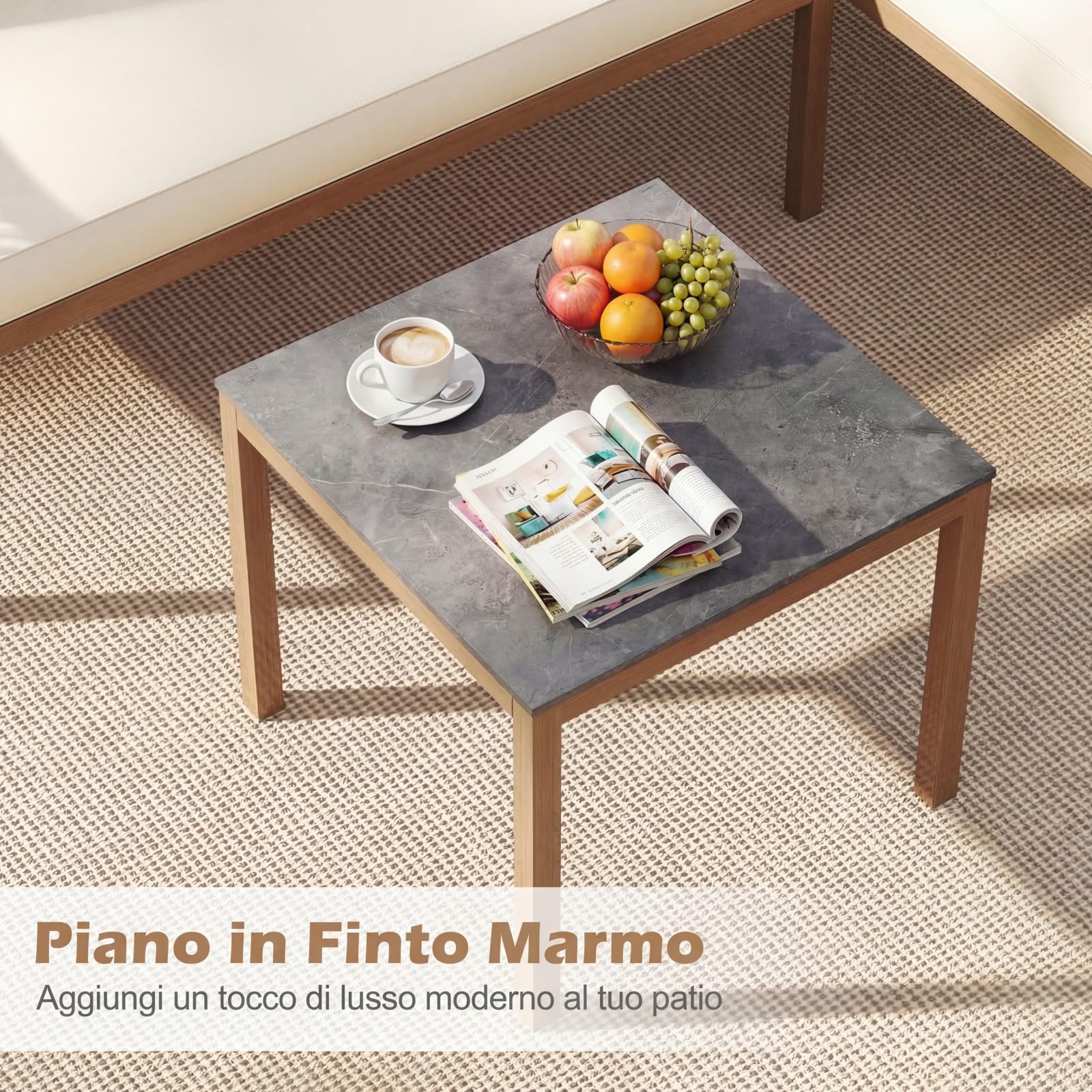 COSTWAY Set di Mobili da Giardino 3 Pezzi, Salotto da Esterno con 2 Divani Componibili a forma di L e Tavolino da Caffè, Set da Conversazione da Esterno con Cuscini Sfoderabili, per Patio e Terrazzo