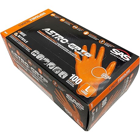 SAS Safety Astro Grip Powder-Free Nitrile Disposable Gloves