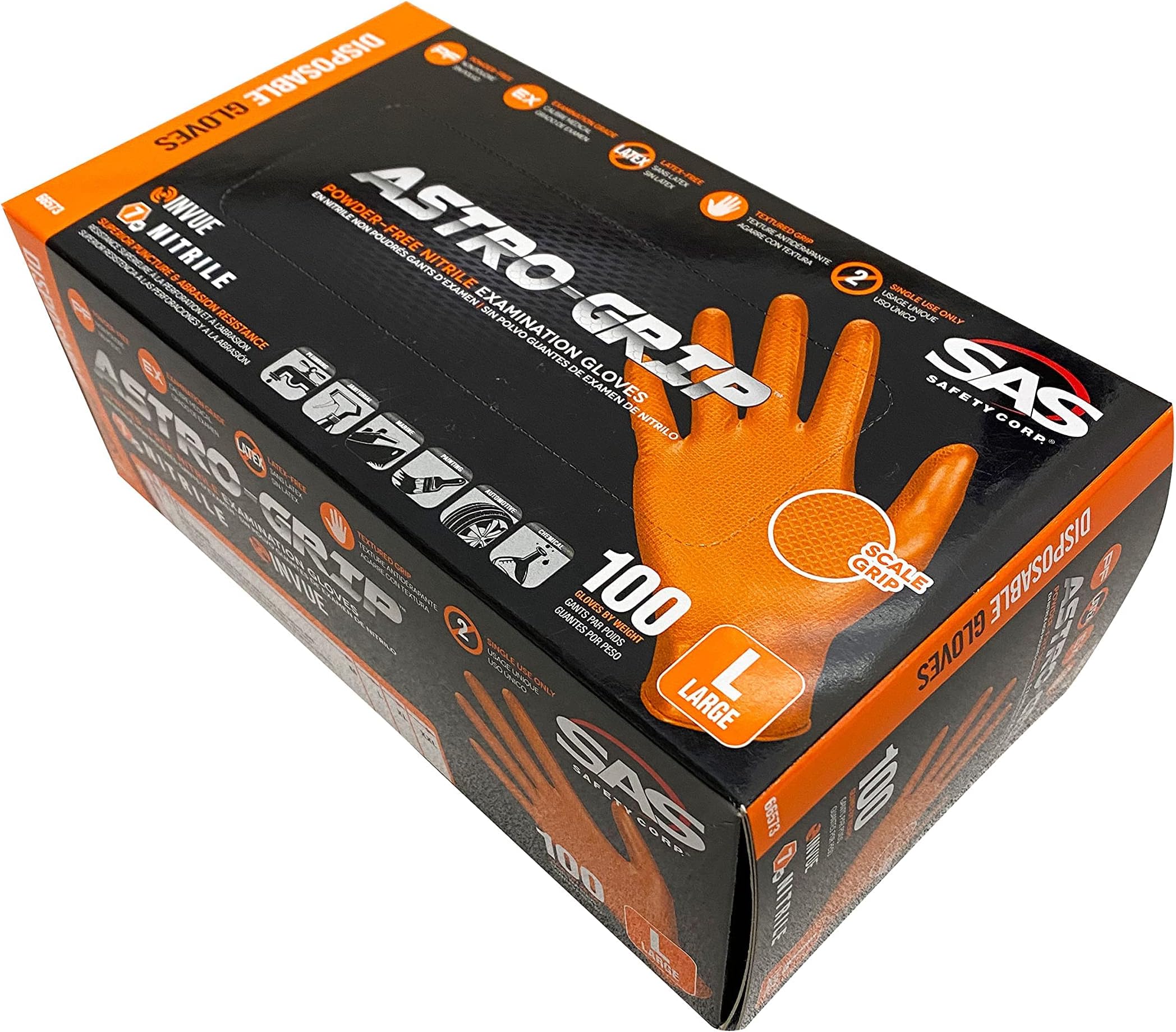 SAS Safety 66573 Astro Grip PowderFree Nitrile Disposable