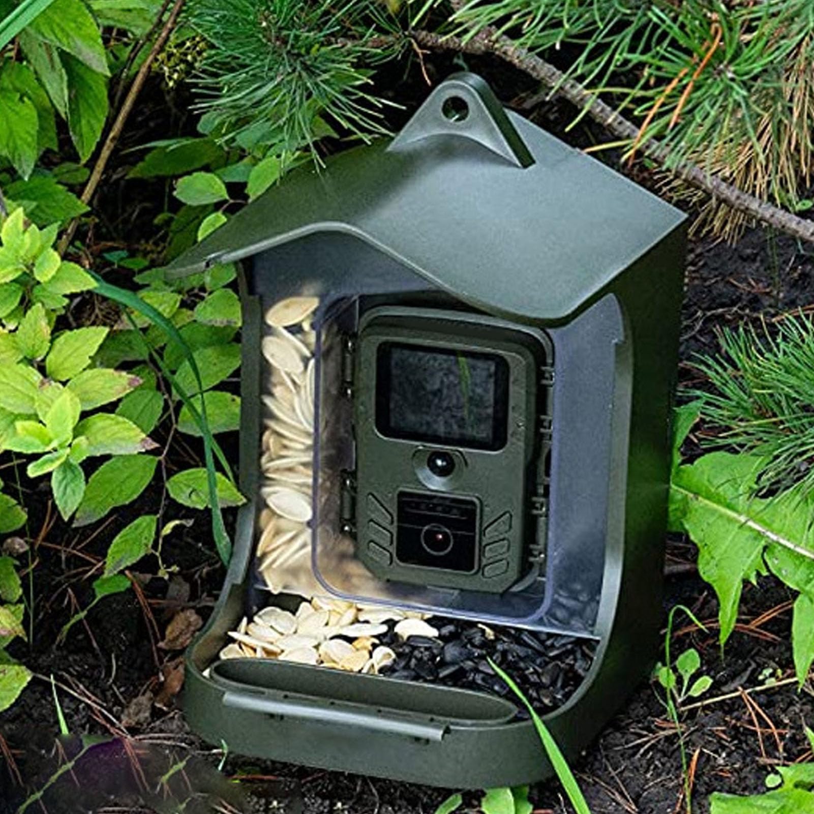 Intelligentes Vogelfutterhaus mit Kamera, 1080P HD-Video-Vogelhaus, wasserdichte Kabellose Außenstation, mit 256 GB Speicherunterstützung, DIY-Montageständer für Vogelliebhaber,