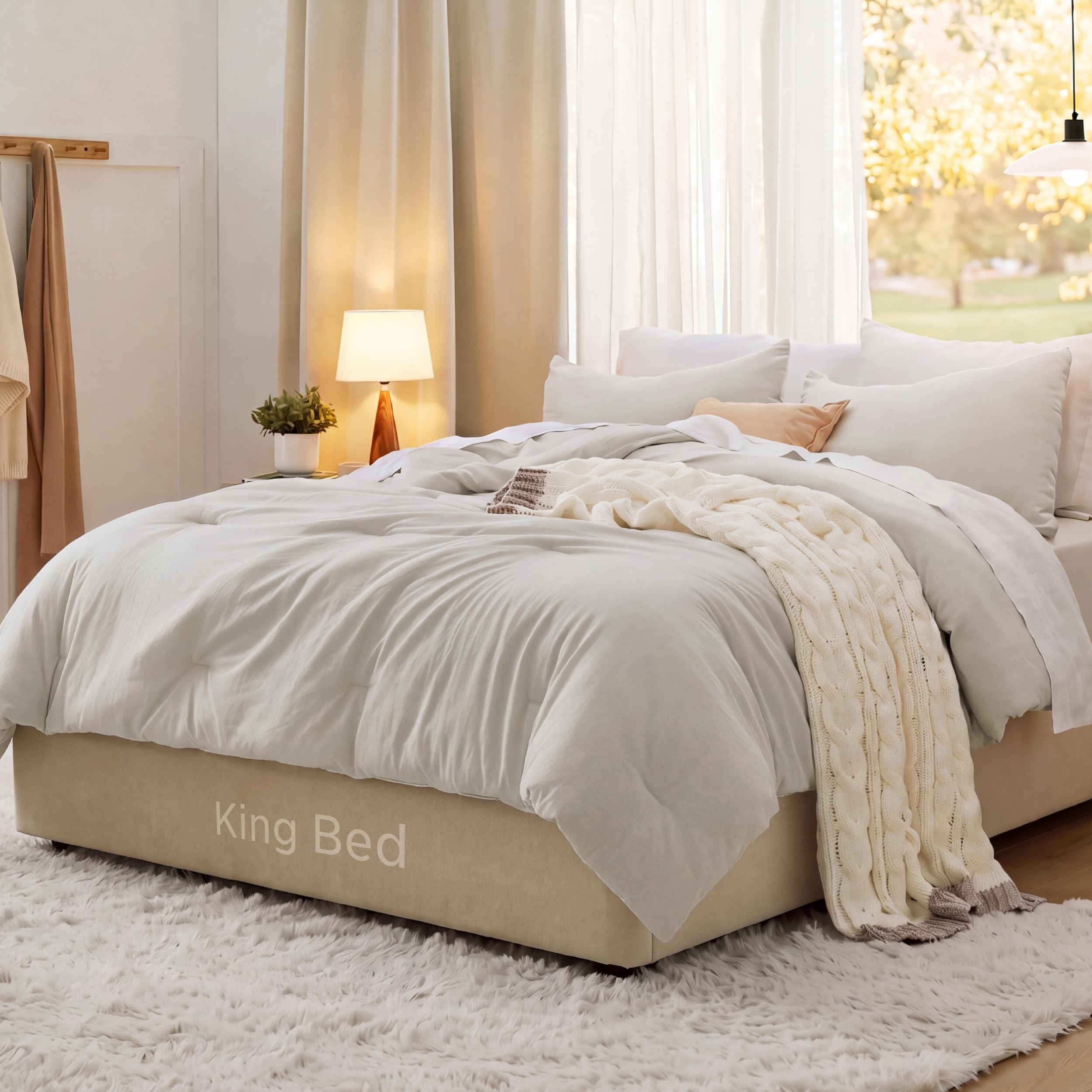 Bedsure 预洗King羽绒被套装 3件套 米色