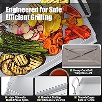 Vista 4 de Plancha para cocinar universal de acero inoxidable, placa superior plana antiadherente para estufa de gas y parrillas de carbón, tailgating